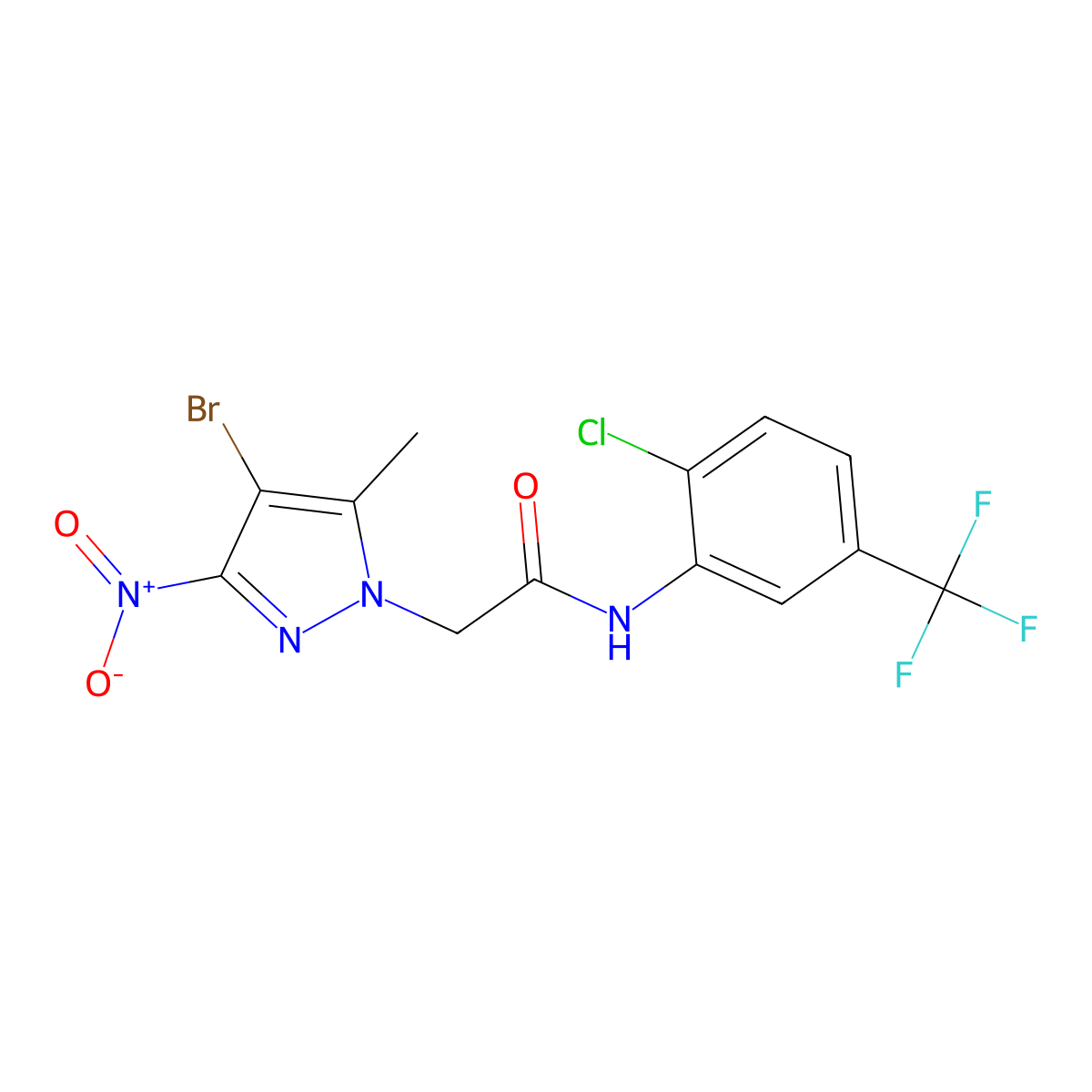2-(4-bromo-5-methyl-3-nitro-1H-pyrazol-1-yl)-N-[2-chloro-5-(trifluoromethyl)phenyl]acetamide molecular structure, CAS 353455-41-1