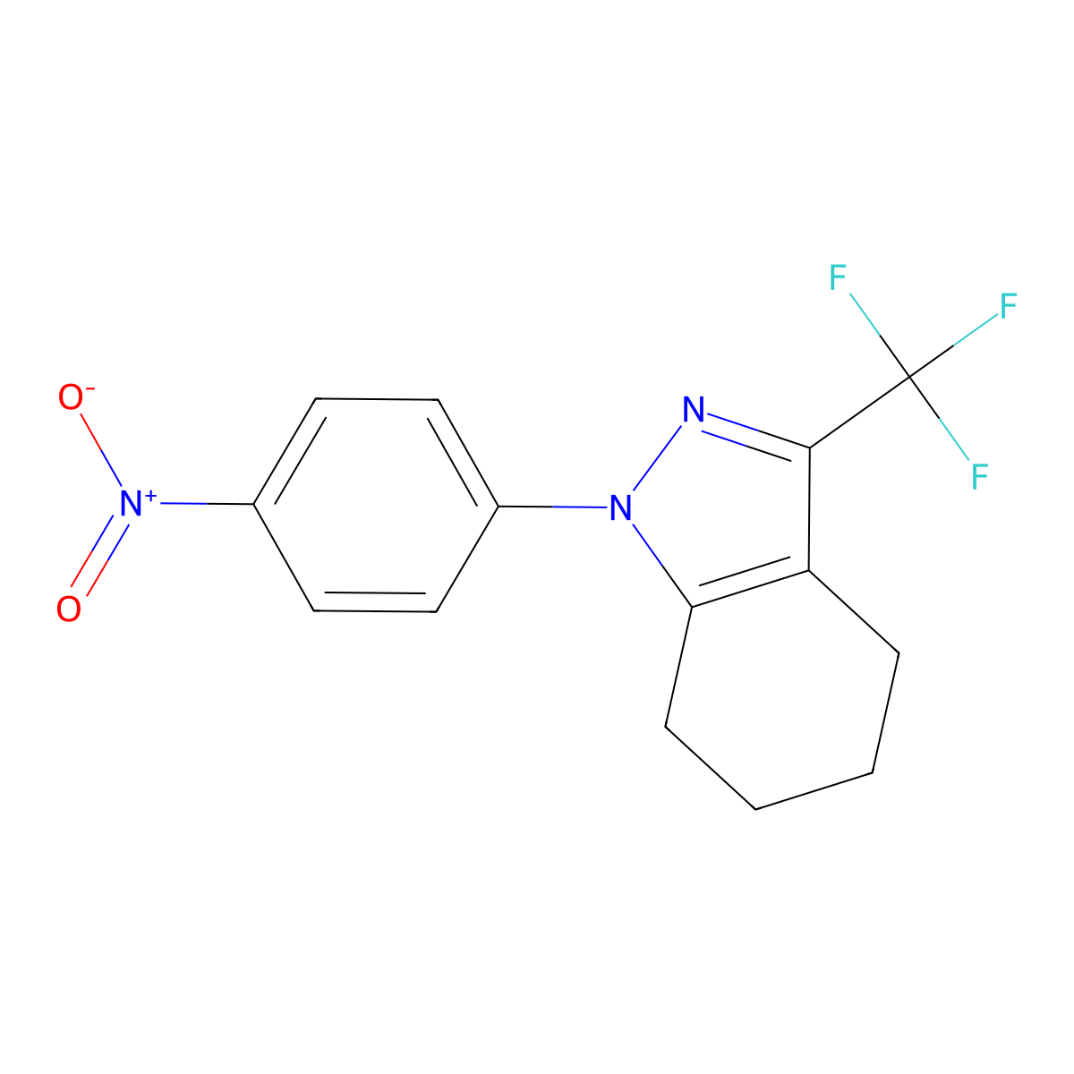 1-(4-nitrophenyl)-3-(trifluoromethyl)-4,5,6,7-tetrahydro-1H-indazole molecular structure, CAS 353457-70-2
