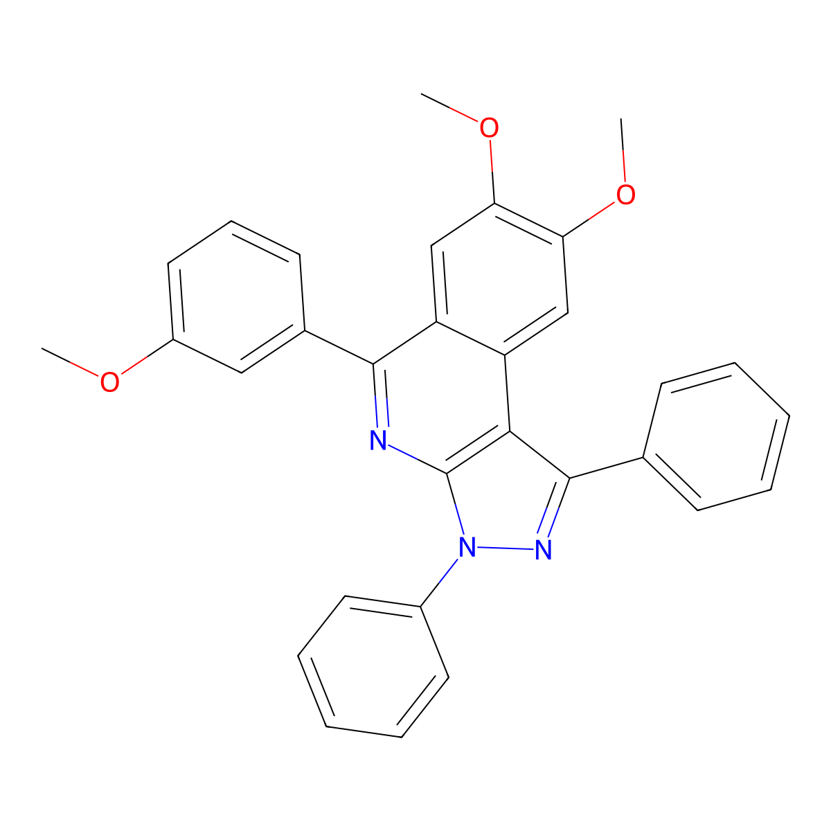 7,8-Dimethoxy-5-(3-methoxyphenyl)-1,3-diphenylpyrazolo[3,4-c]isoquinoline molecular structure, CAS 353460-73-8