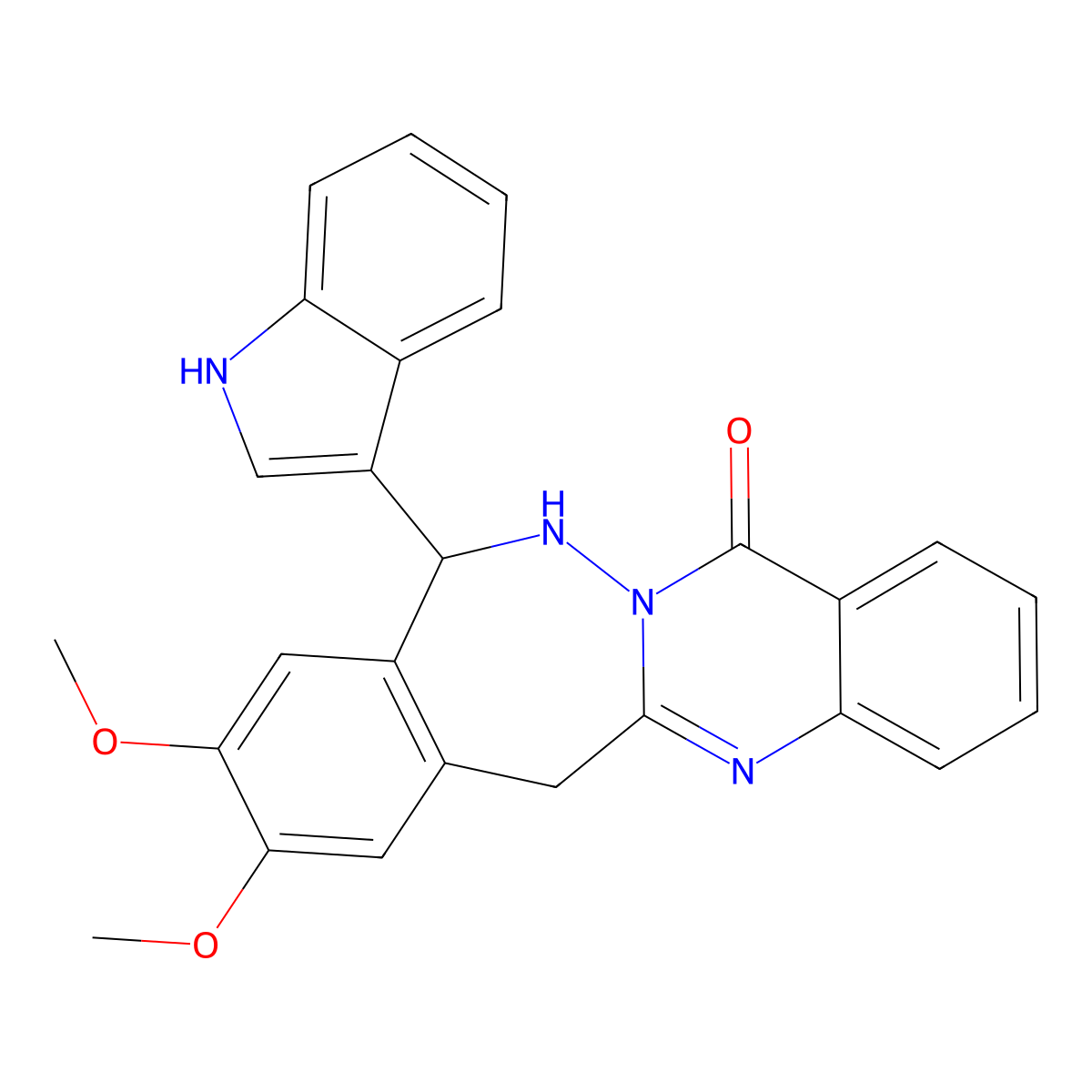11-(1H-indol-3-yl)-8,9-dimethoxy-11,12-dihydroquinazolino[3,2-c][2,3]benzodiazepin-14(6H)-one molecular structure, CAS 353461-00-4