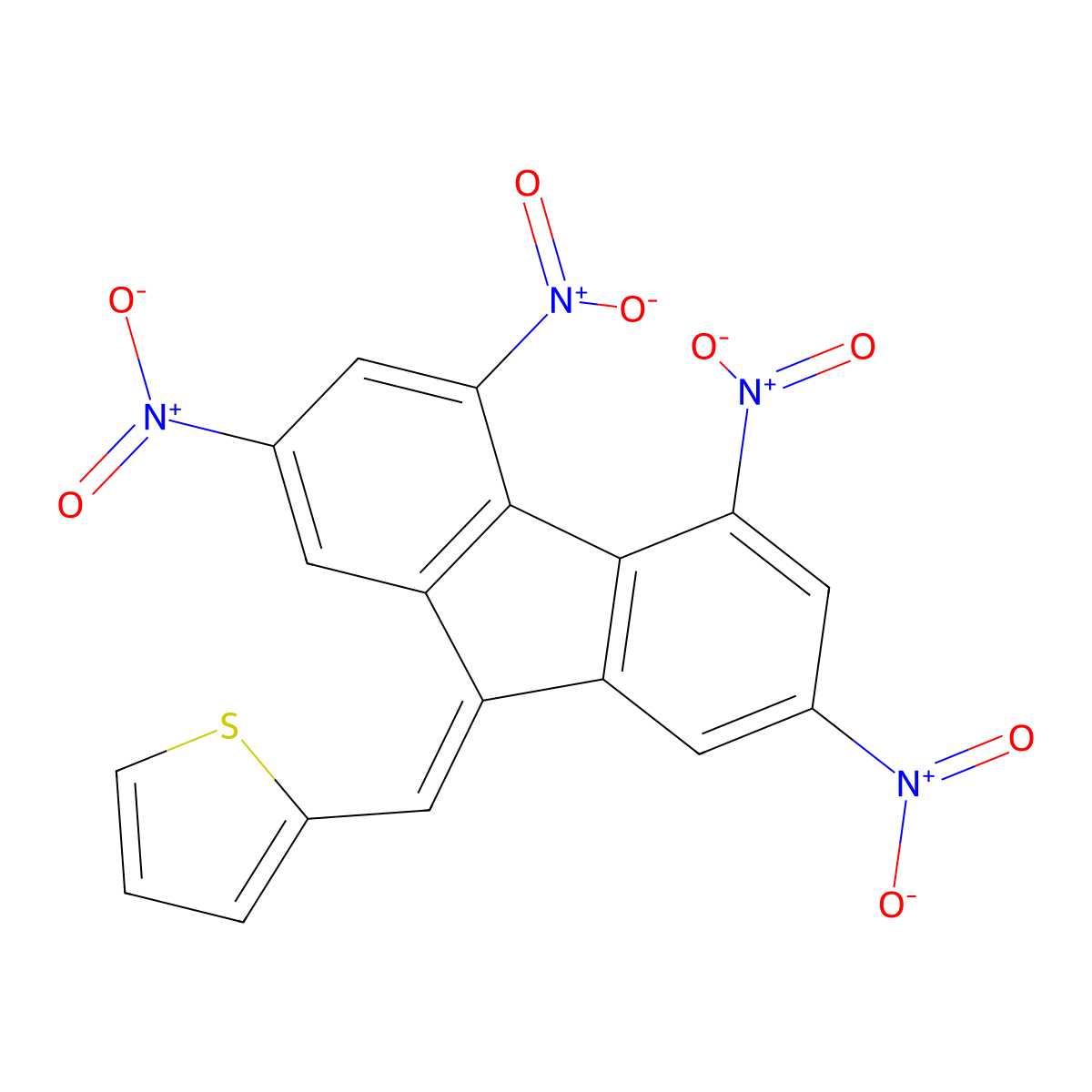 2-[(2,4,5,7-Tetranitrofluoren-9-ylidene)methyl]thiophene molecular structure, CAS 353461-09-3