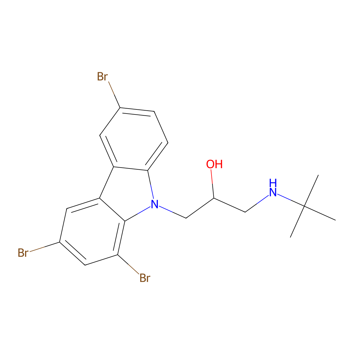 1-(tert-butylamino)-3-(1,3,6-tribromo-9H-carbazol-9-yl)-2-propanol molecular structure, CAS 353461-12-8