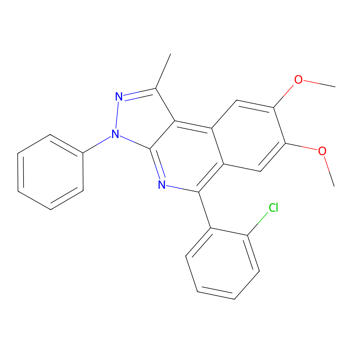 5-(2-chlorophenyl)-7,8-dimethoxy-1-methyl-3-phenyl-3H-pyrazolo[3,4-c]isoquinoline molecular structure, CAS 353461-13-9