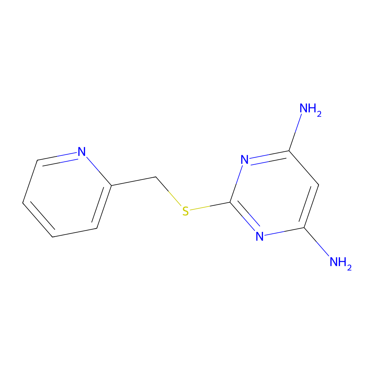 2-((Pyridin-2-ylmethyl)thio)pyrimidine-4,6-diamine molecular structure, CAS 353461-41-3