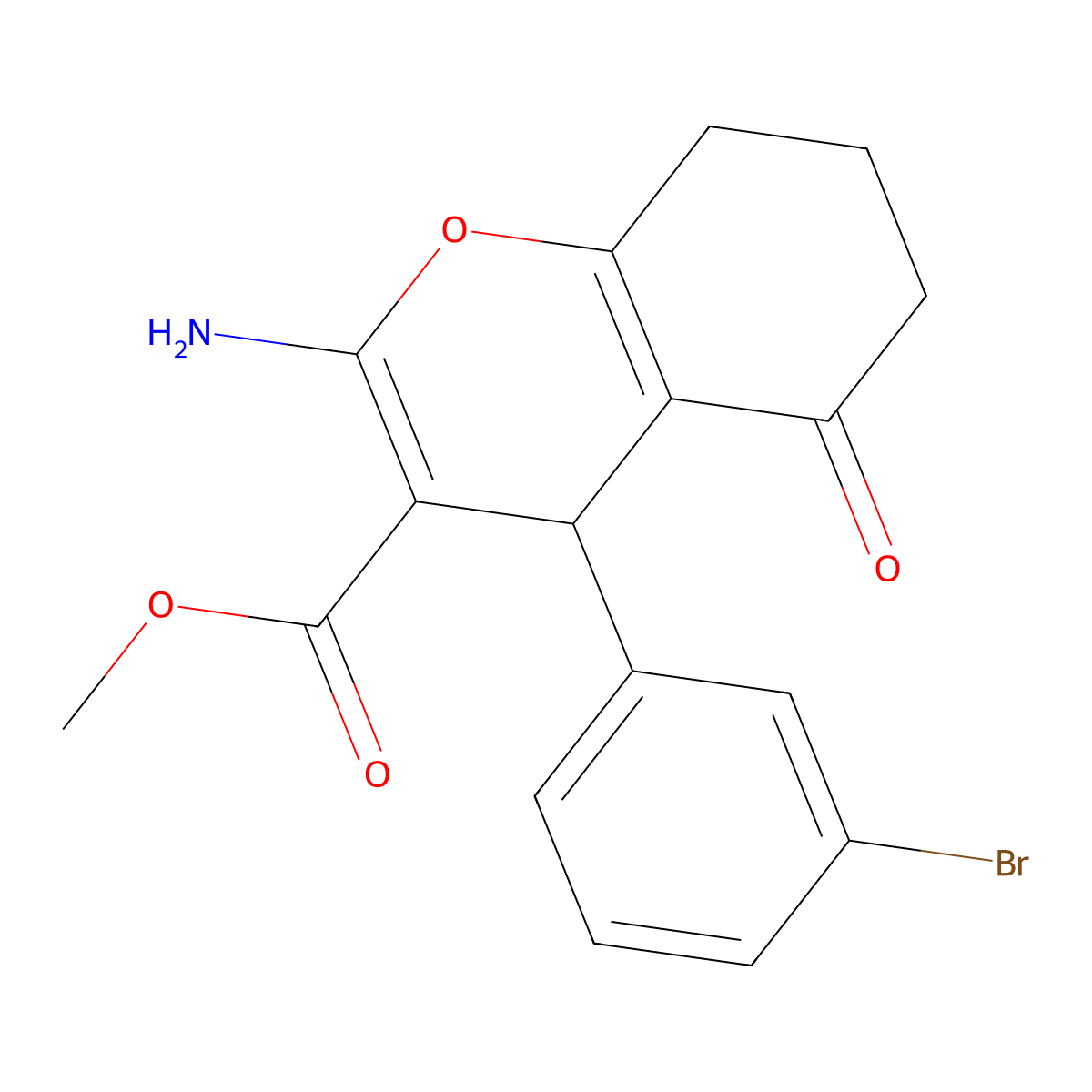 methyl 2-amino-4-(3-bromophenyl)-5-oxo-5,6,7,8-tetrahydro-4H-chromene-3-carboxylate molecular structure, CAS 353462-30-3