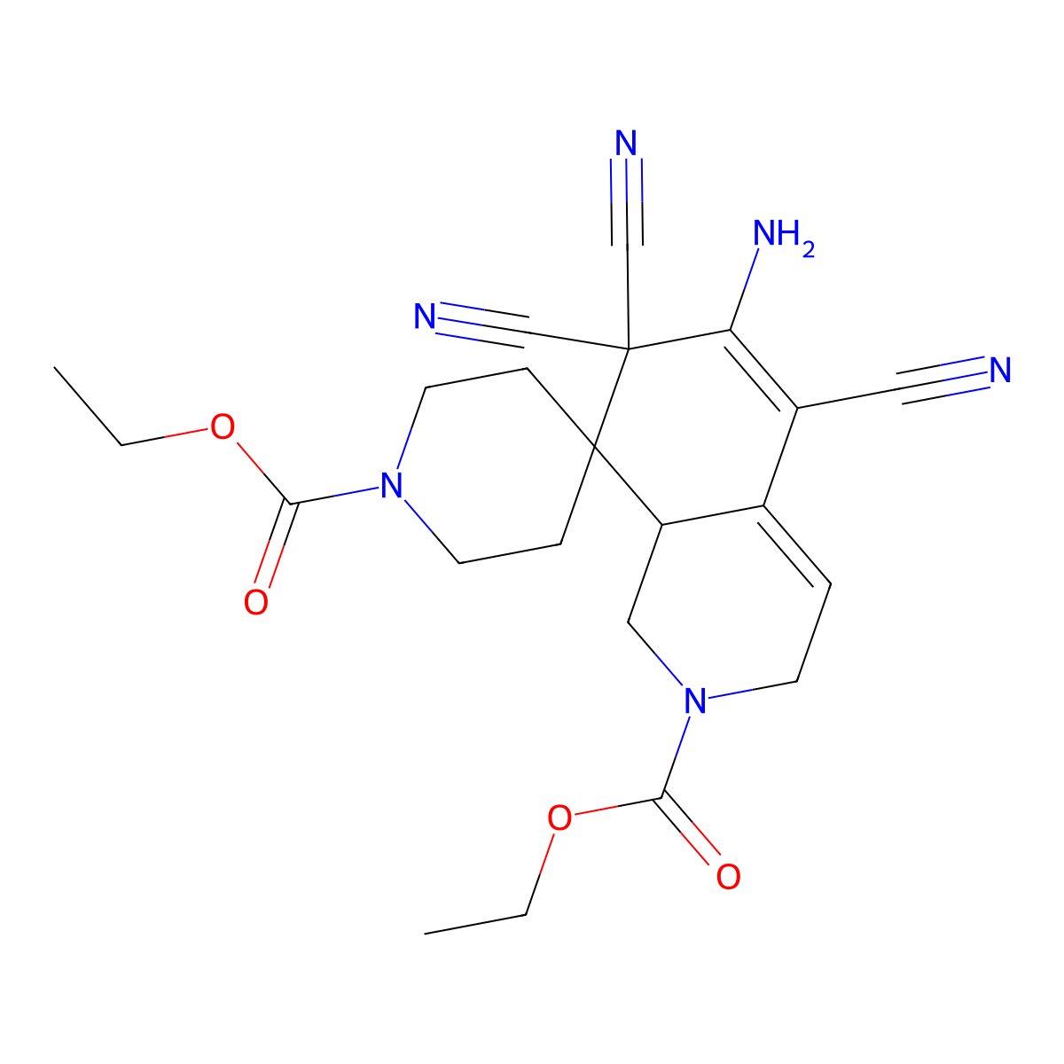diethyl 6-amino-5,7,7-tricyanospiro[3,8a-dihydro-1H-isoquinoline-8,4'-piperidine]-1',2-dicarboxylate molecular structure, CAS 353462-57-4