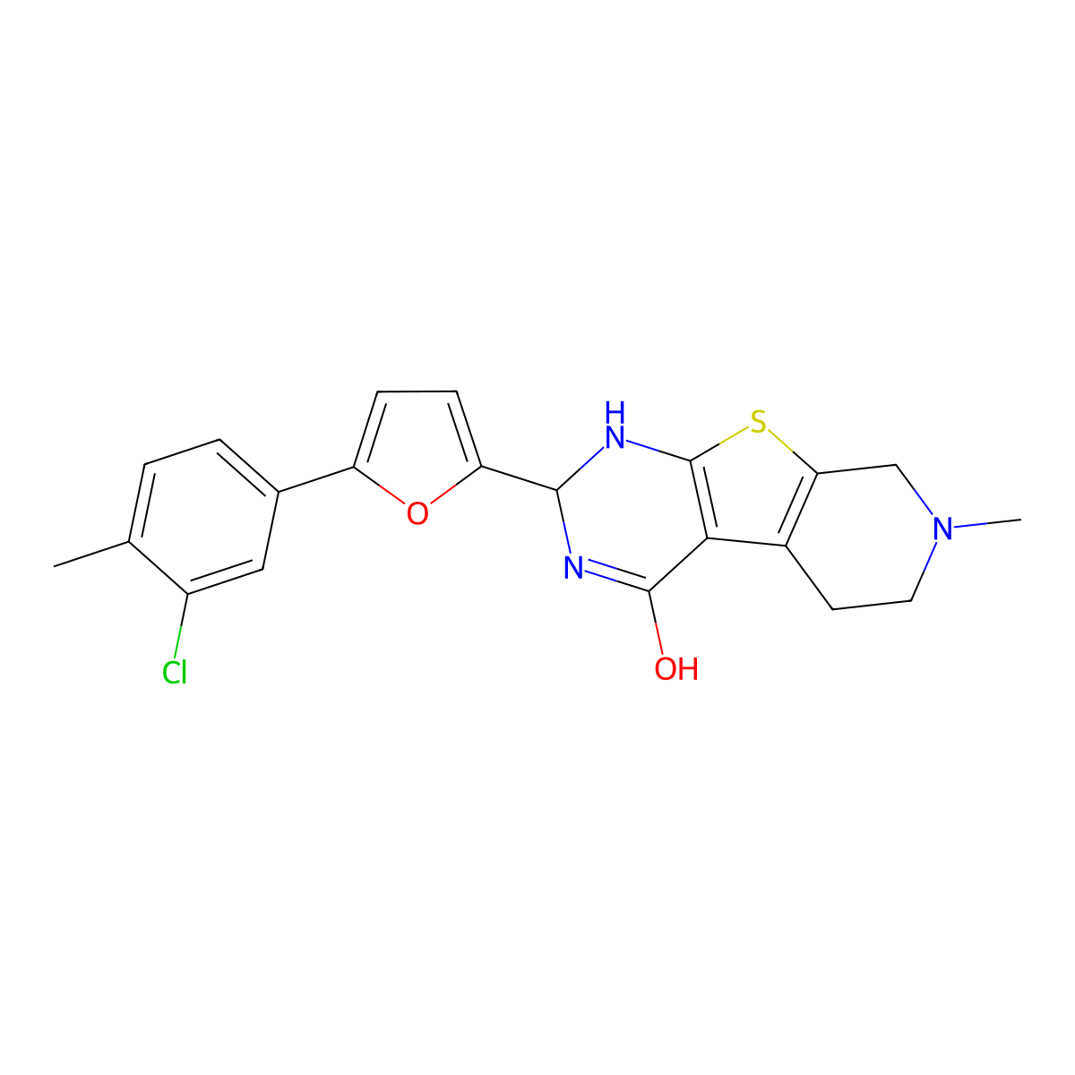 2-[5-(3-Chloro-4-methylphenyl)furan-2-yl]-7-methyl-1,2,3,5,6,8-hexahydropyrido[2,3]thieno[2,4-d]pyrimidin-4-one molecular structure, CAS 353463-02-2