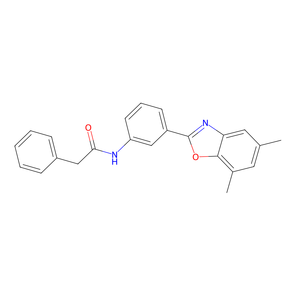 N-[3-(5,7-dimethyl-1,3-benzoxazol-2-yl)phenyl]-2-phenylacetamide molecular structure, CAS 353463-07-7