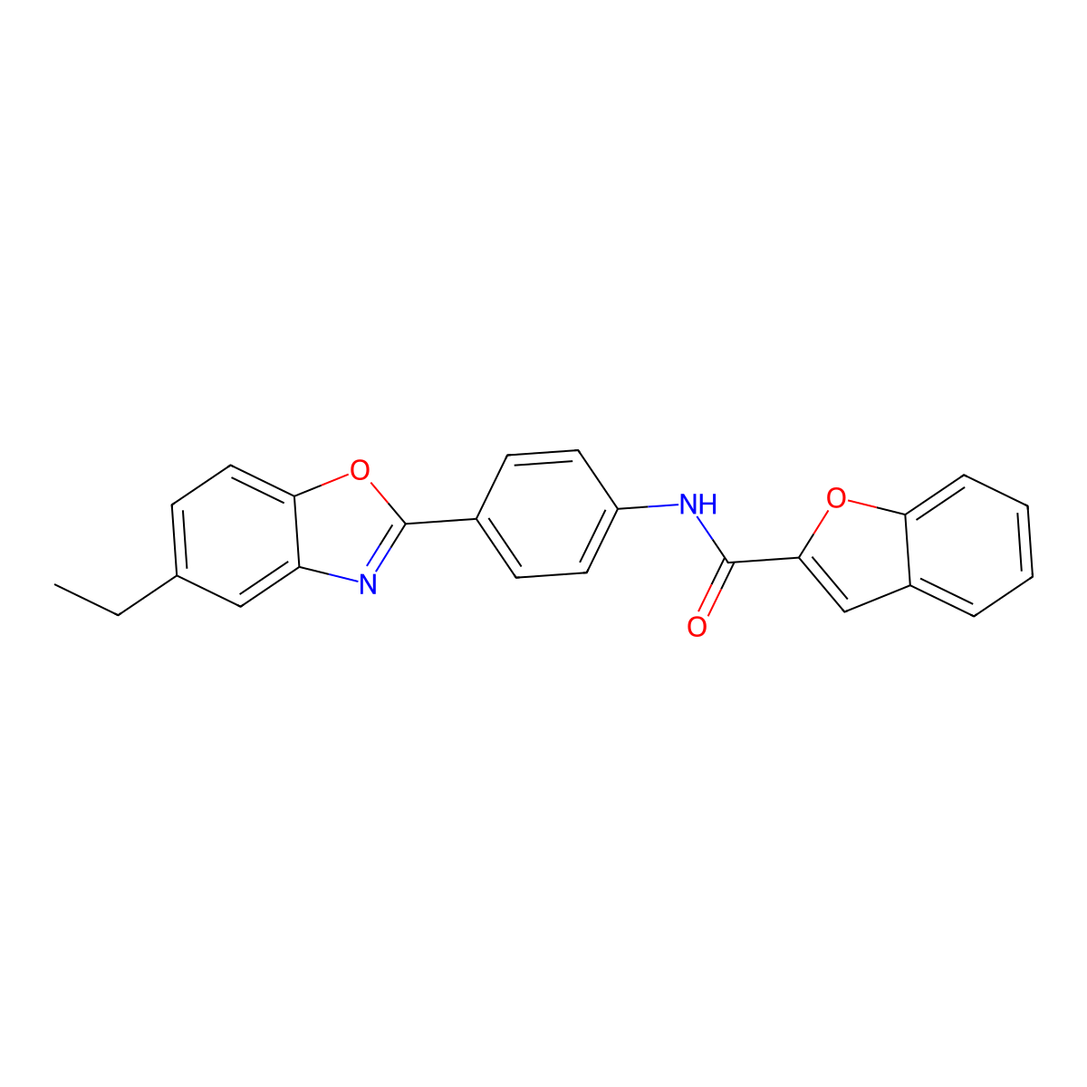 N-[4-(5-ethyl-1,3-benzoxazol-2-yl)phenyl]-1-benzofuran-2-carboxamide molecular structure, CAS 353463-23-7