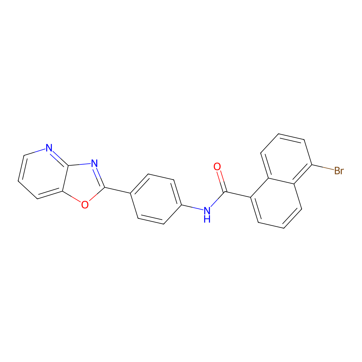 5-bromo-N-[4-([1,3]oxazolo[4,5-b]pyridin-2-yl)phenyl]naphthalene-1-carboxamide molecular structure, CAS 353463-62-4