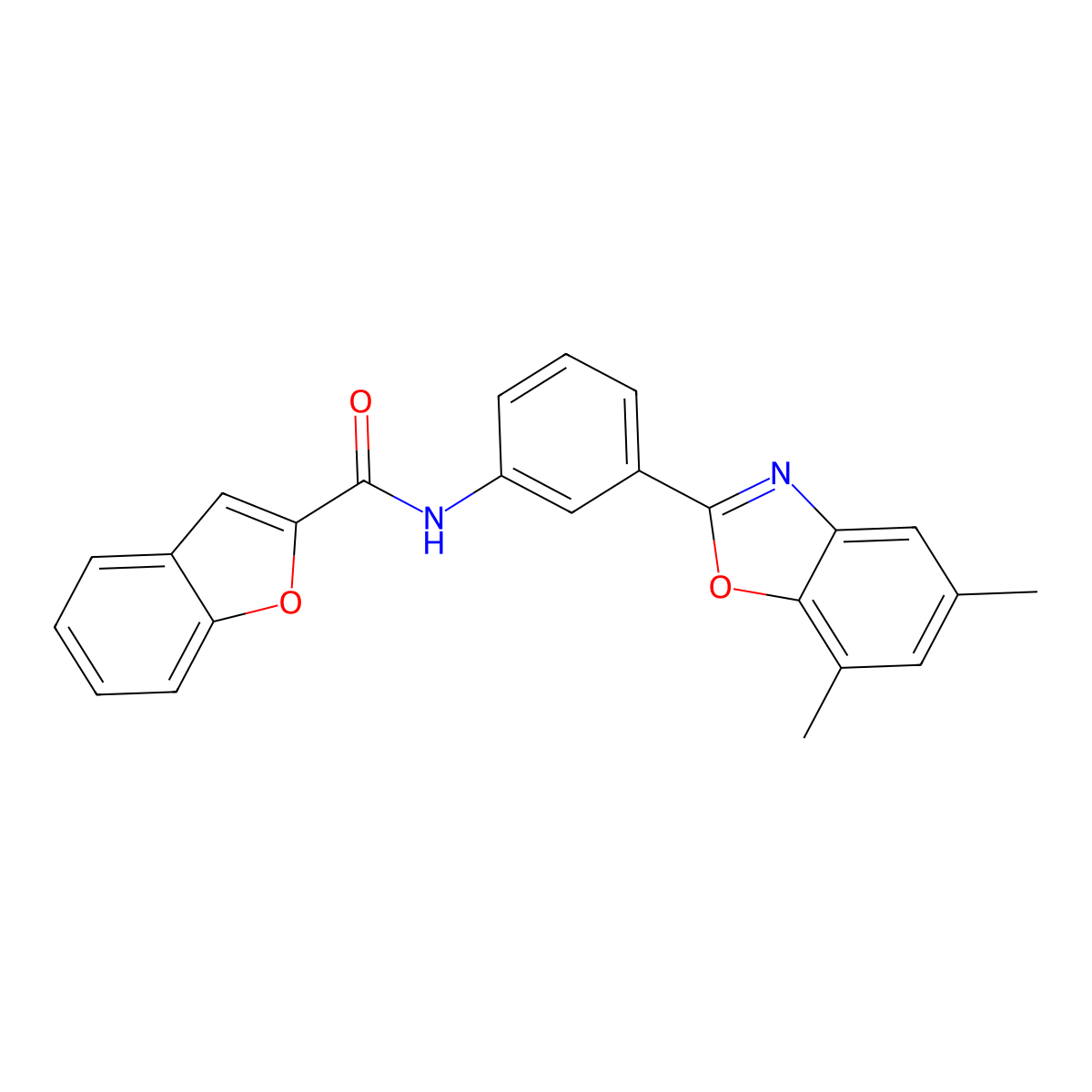 N-[3-(5,7-dimethyl-1,3-benzoxazol-2-yl)phenyl]-1-benzofuran-2-carboxamide molecular structure, CAS 353463-70-4