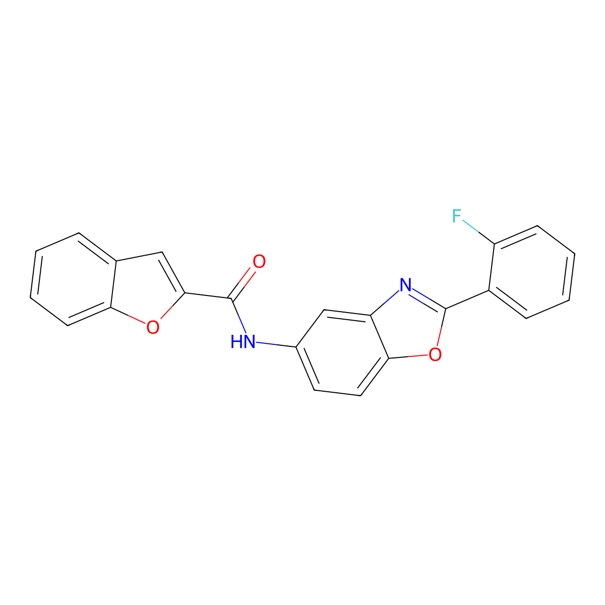 N-[2-(2-fluorophenyl)-1,3-benzoxazol-5-yl]-1-benzofuran-2-carboxamide molecular structure, CAS 353463-72-6