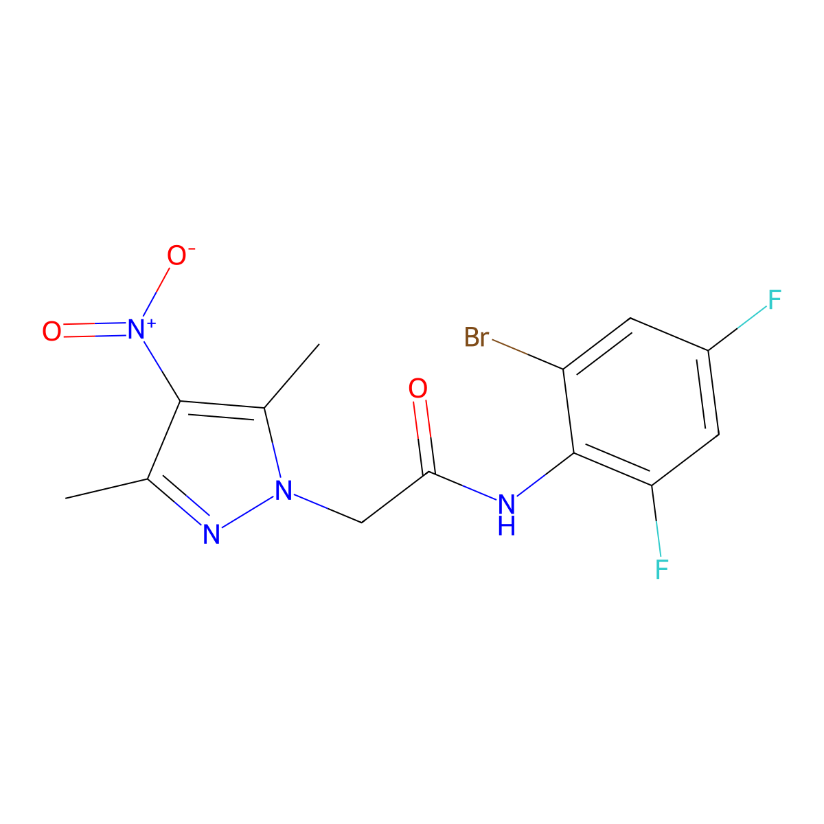N-(2-bromo-4,6-difluorophenyl)-2-(3,5-dimethyl-4-nitropyrazol-1-yl)acetamide molecular structure, CAS 353463-93-1