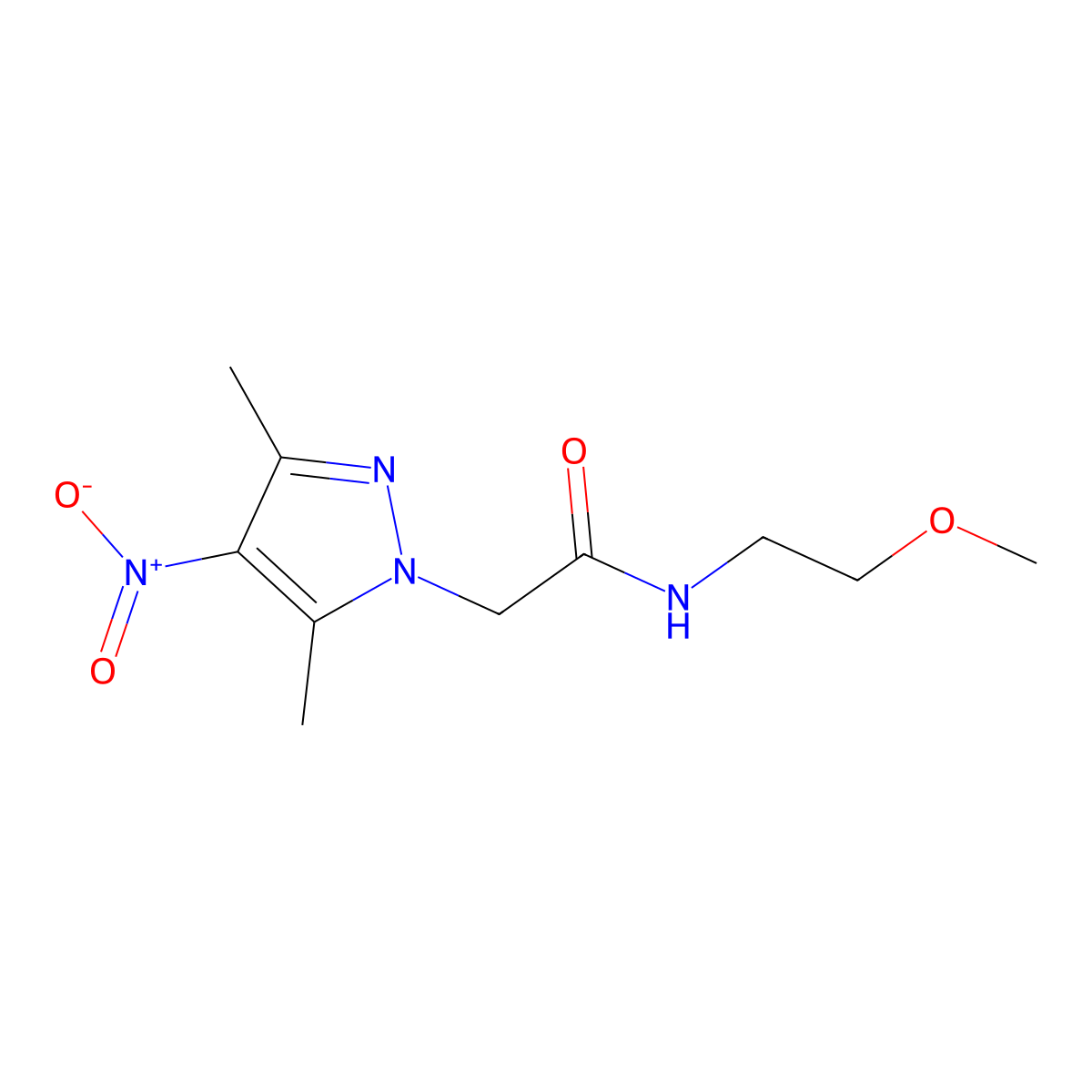 2-(3,5-dimethyl-4-nitropyrazol-1-yl)-N-(2-methoxyethyl)acetamide molecular structure, CAS 353464-00-3