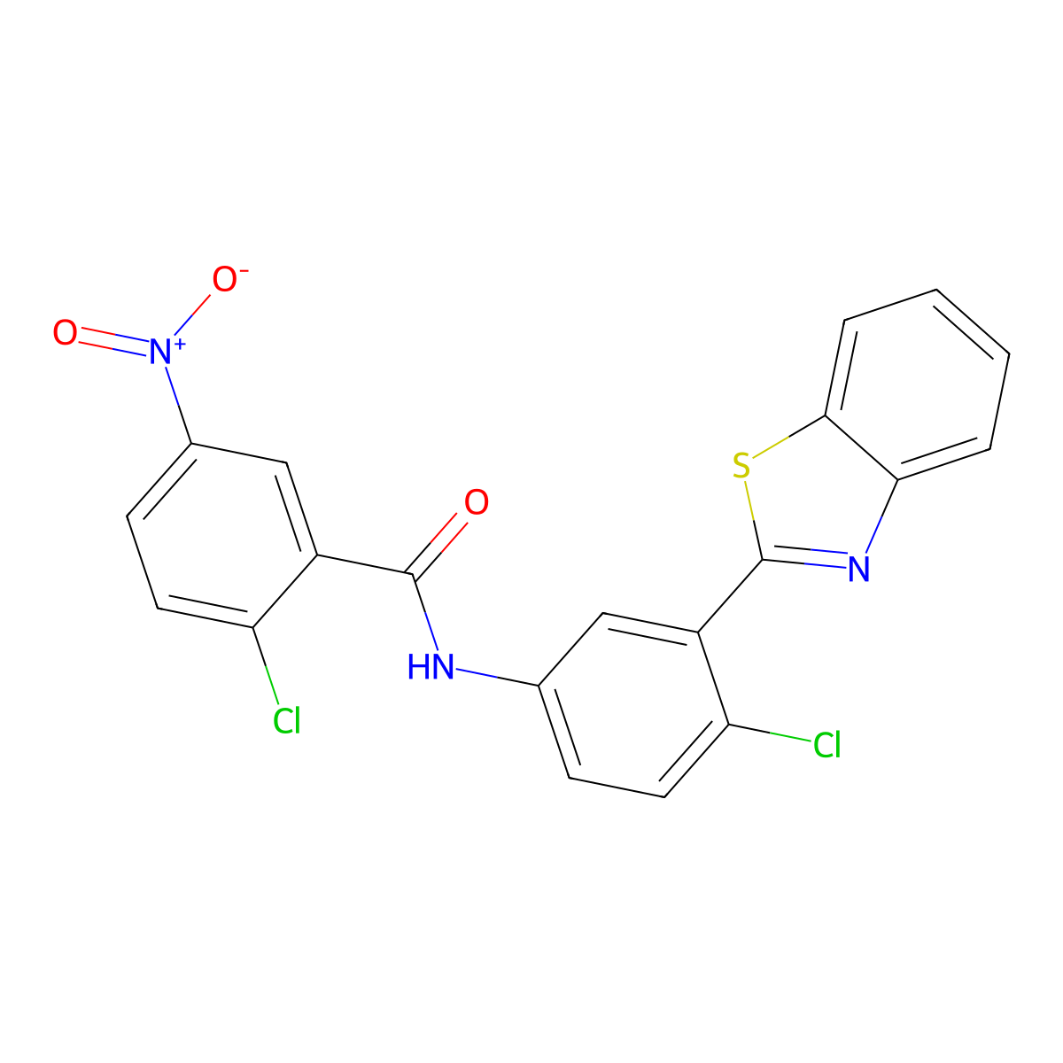 N-[3-(1,3-benzothiazol-2-yl)-4-chlorophenyl]-2-chloro-5-nitrobenzamide molecular structure, CAS 353464-45-6
