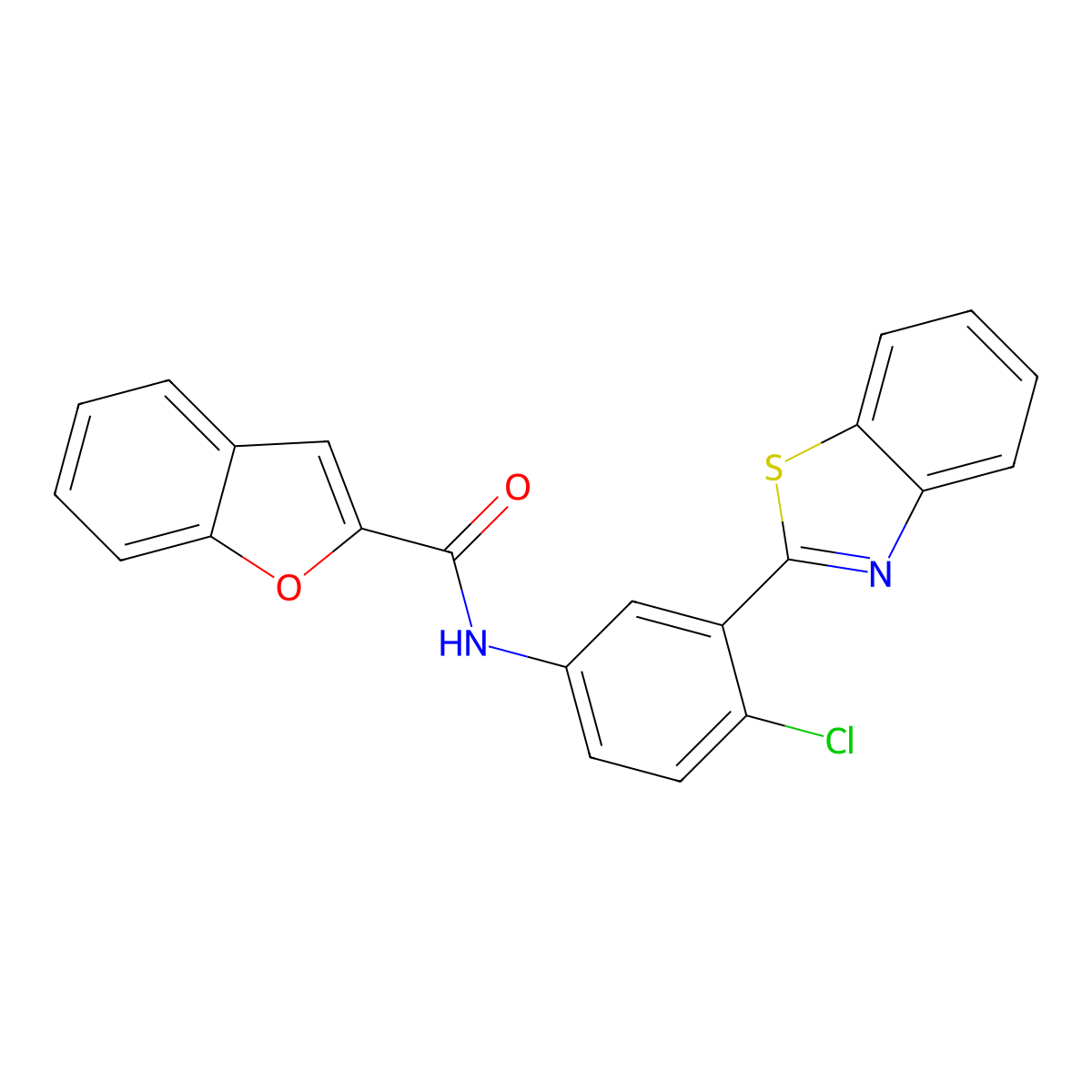 N-[3-(1,3-benzothiazol-2-yl)-4-chlorophenyl]-1-benzofuran-2-carboxamide molecular structure, CAS 353464-49-0