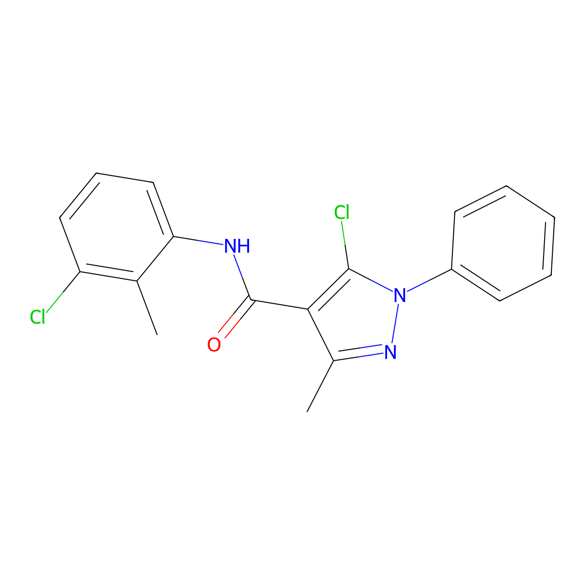 5-chloro-N-(3-chloro-2-methylphenyl)-3-methyl-1-phenyl-1H-pyrazole-4-carboxamide molecular structure, CAS 353464-53-6