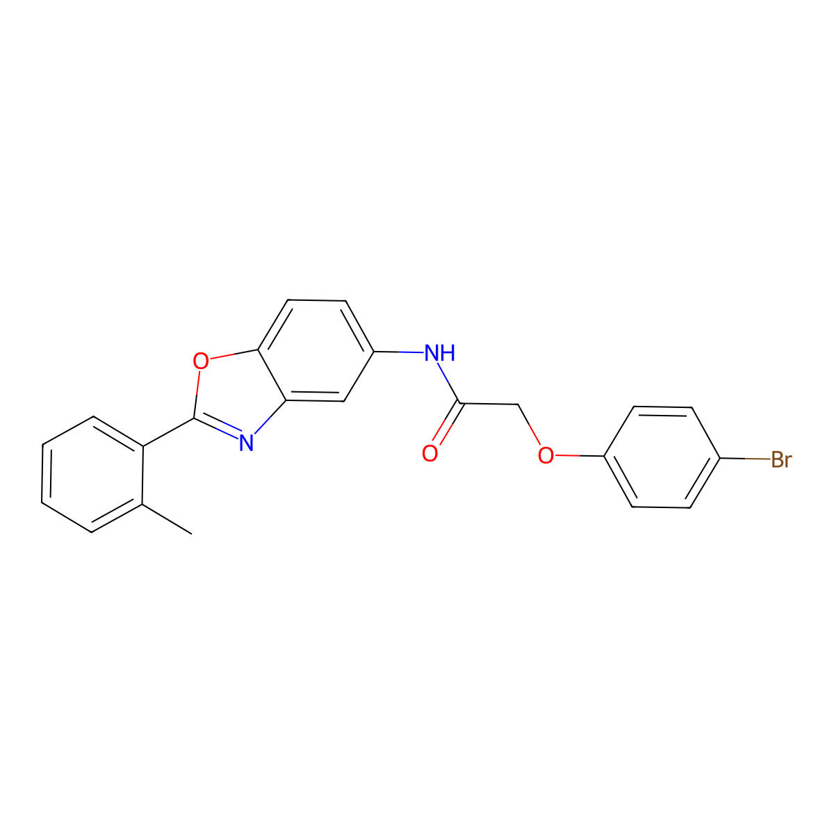 2-(4-bromophenoxy)-N-[2-(2-methylphenyl)-1,3-benzoxazol-5-yl]acetamide molecular structure, CAS 353464-74-1