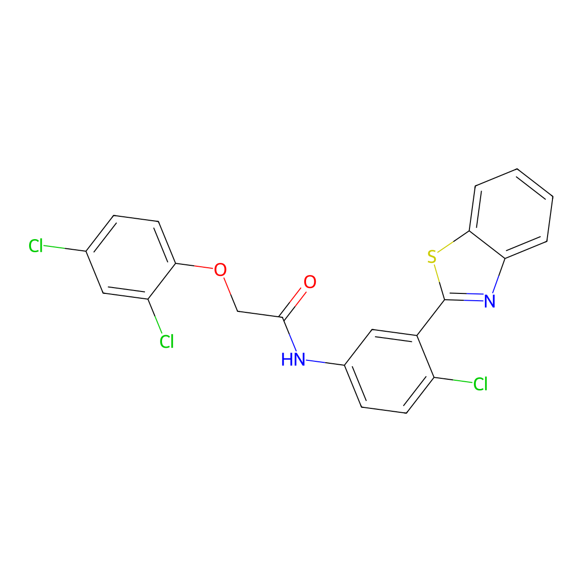 N-[3-(1,3-benzothiazol-2-yl)-4-chlorophenyl]-2-(2,4-dichlorophenoxy)acetamide molecular structure, CAS 353464-92-3
