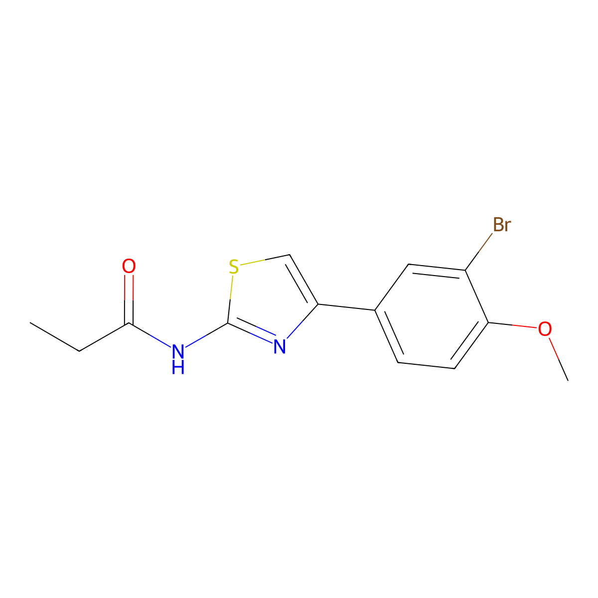 N-[4-(3-bromo-4-methoxyphenyl)-1,3-thiazol-2-yl]propanamide molecular structure, CAS 353465-16-4