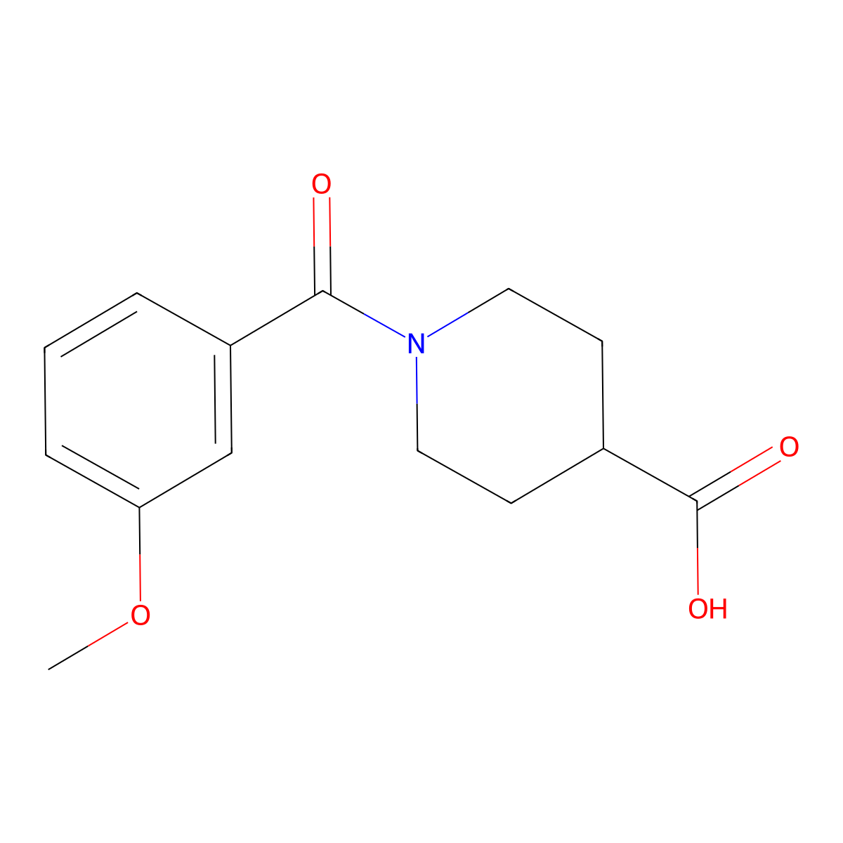 1-(3-Methoxybenzoyl)piperidine-4-carboxylic acid molecular structure, CAS 353465-22-2
