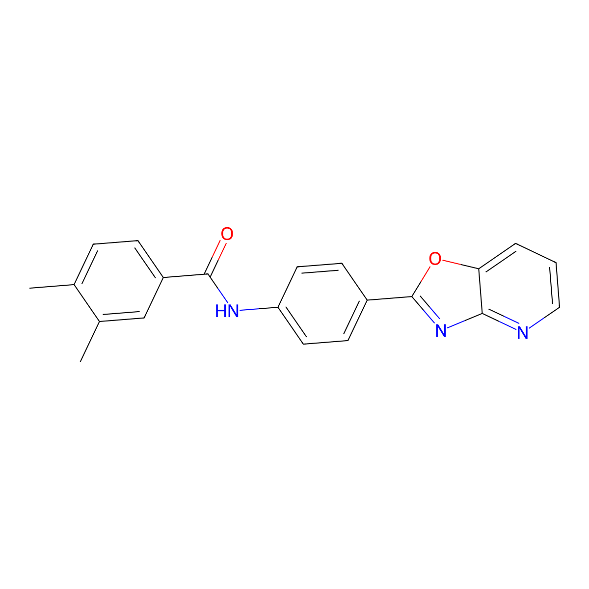 3,4-dimethyl-N-[4-([1,3]oxazolo[4,5-b]pyridin-2-yl)phenyl]benzamide molecular structure, CAS 353465-32-4