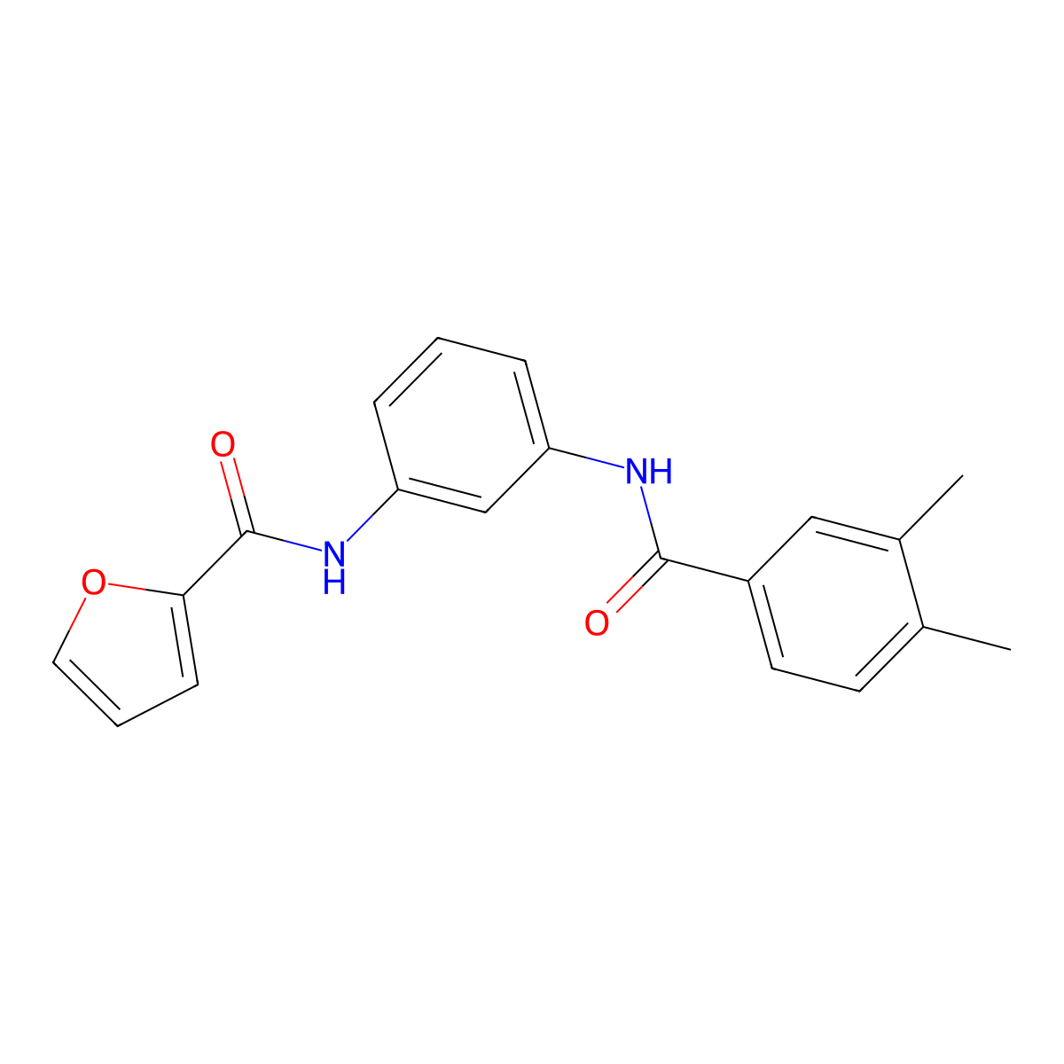 N-{3-[(3,4-dimethylbenzoyl)amino]phenyl}-2-furamide molecular structure, CAS 353465-36-8