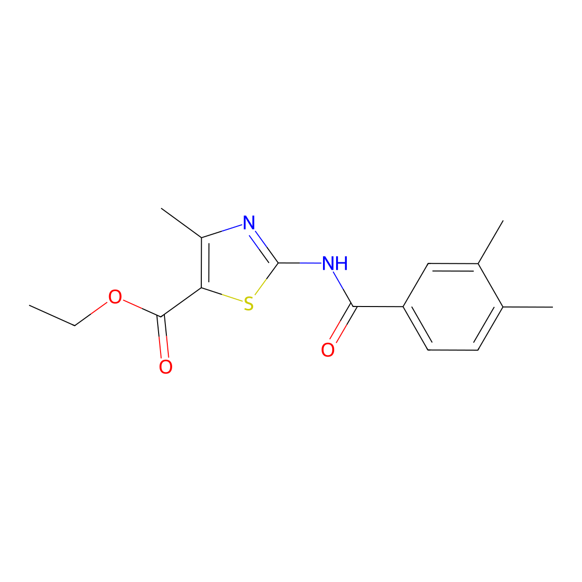 Ethyl 2-[(3,4-dimethylbenzoyl)amino]-4-methyl-1,3-thiazole-5-carboxylate molecular structure, CAS 353465-37-9