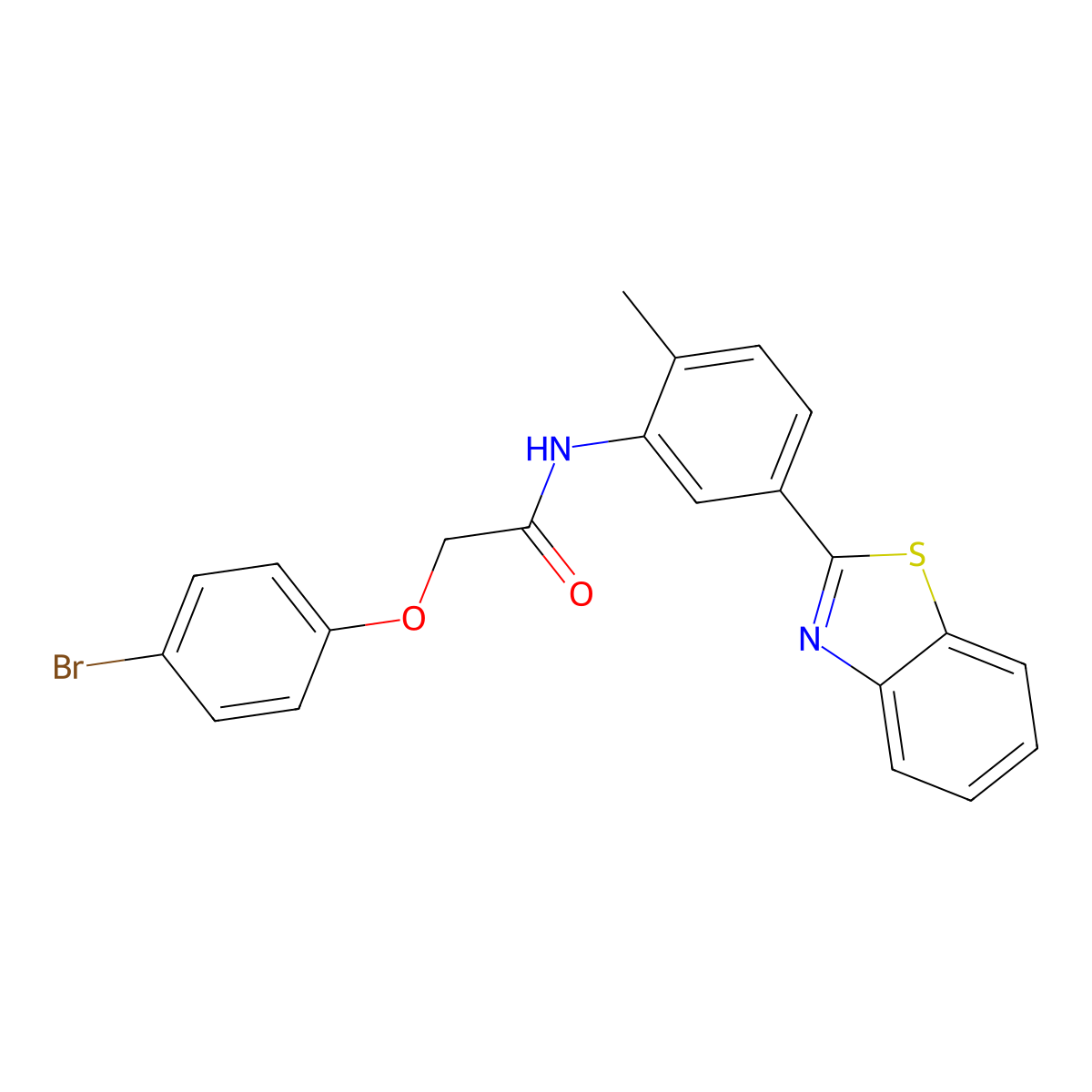 N-[5-(1,3-benzothiazol-2-yl)-2-methylphenyl]-2-(4-bromophenoxy)acetamide molecular structure, CAS 353465-41-5