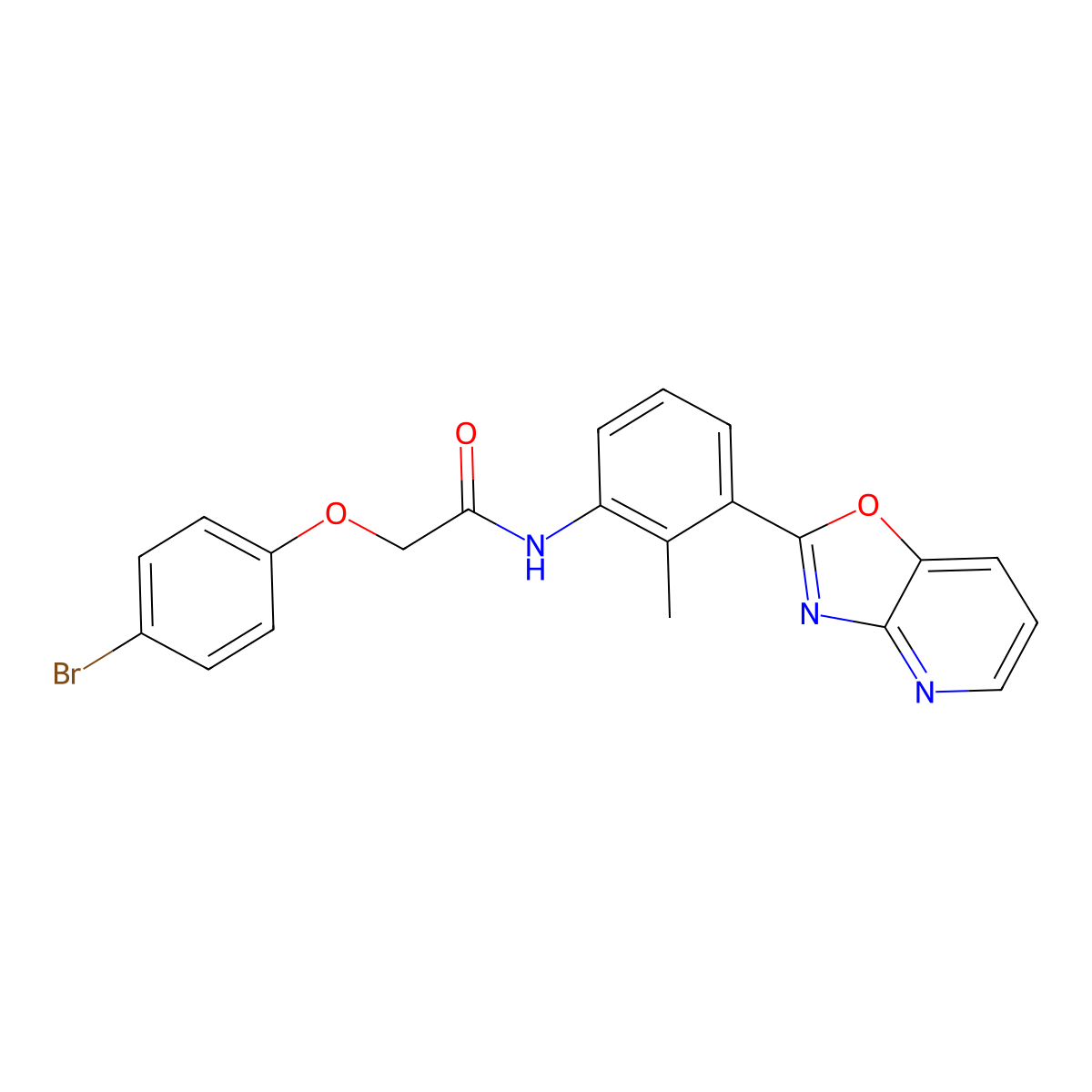 2-(4-bromophenoxy)-N-(2-methyl-3-[1,3]oxazolo[4,5-b]pyridin-2-ylphenyl)acetamide molecular structure, CAS 353465-59-5