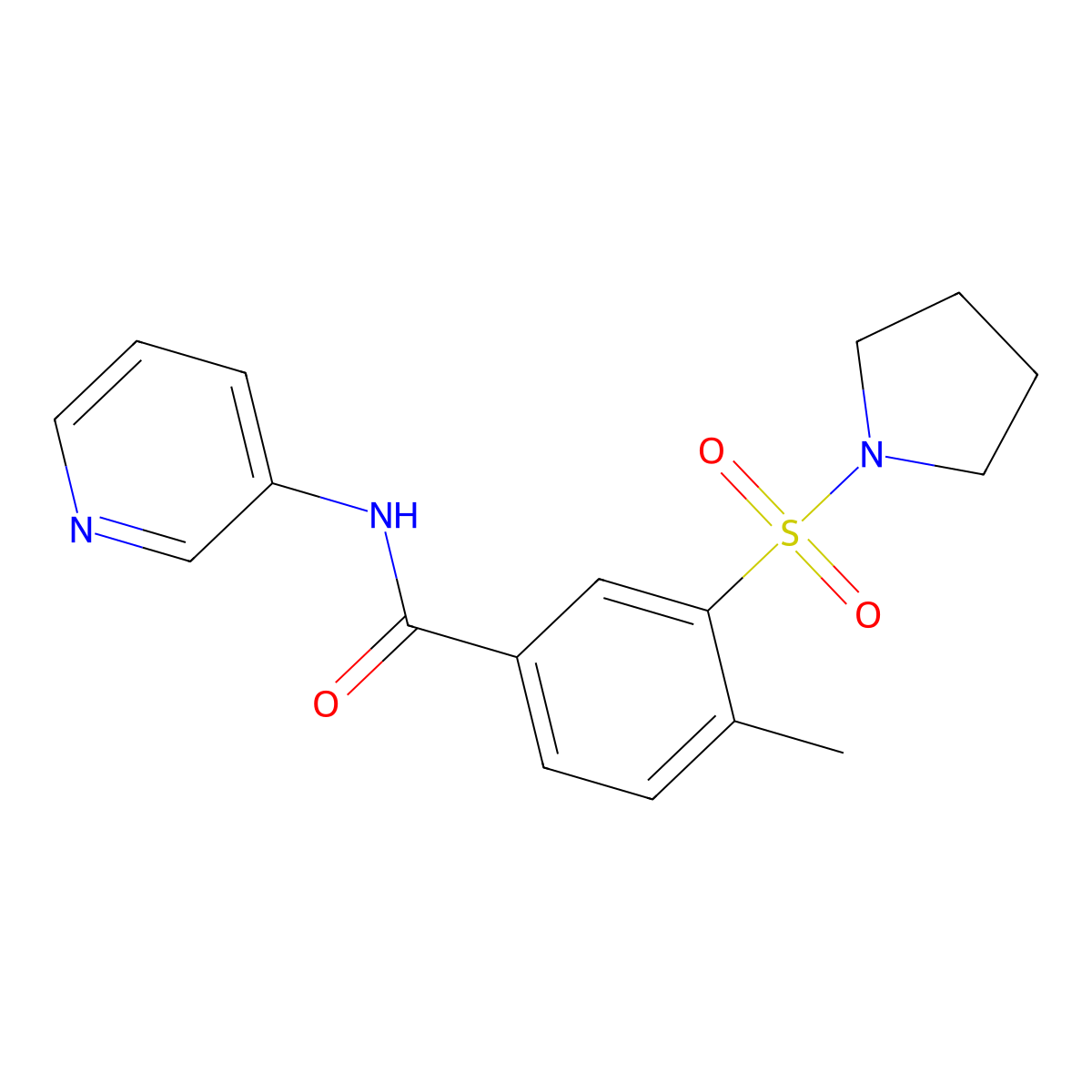 4-methyl-N-pyridin-3-yl-3-pyrrolidin-1-ylsulfonylbenzamide molecular structure, CAS 353465-74-4