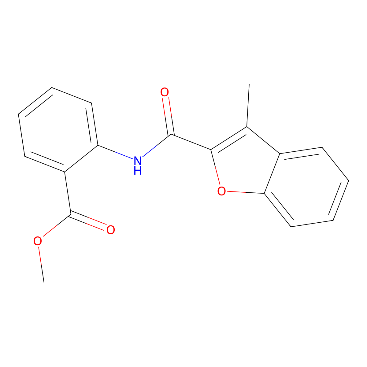 Methyl 2-{[(3-methyl-1-benzofuran-2-yl)carbonyl]amino}benzoate molecular structure, CAS 353465-87-9