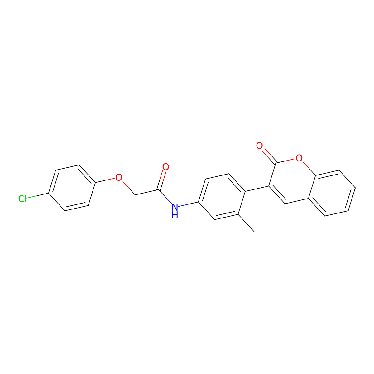 2-(4-chlorophenoxy)-N-[3-methyl-4-(2-oxochromen-3-yl)phenyl]acetamide molecular structure, CAS 353466-36-1