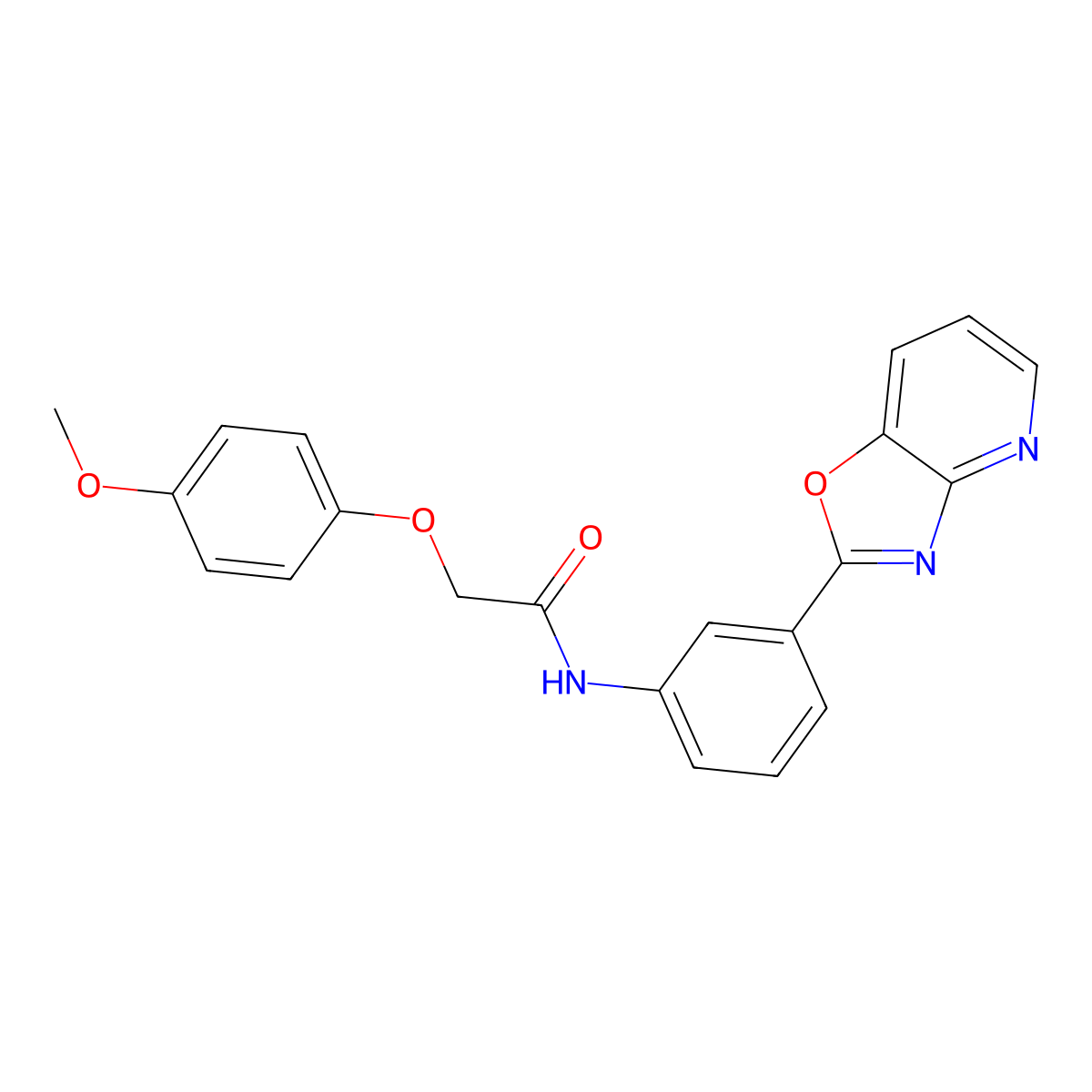 2-(4-methoxyphenoxy)-N-[3-([1,3]oxazolo[4,5-b]pyridin-2-yl)phenyl]acetamide molecular structure, CAS 353466-38-3
