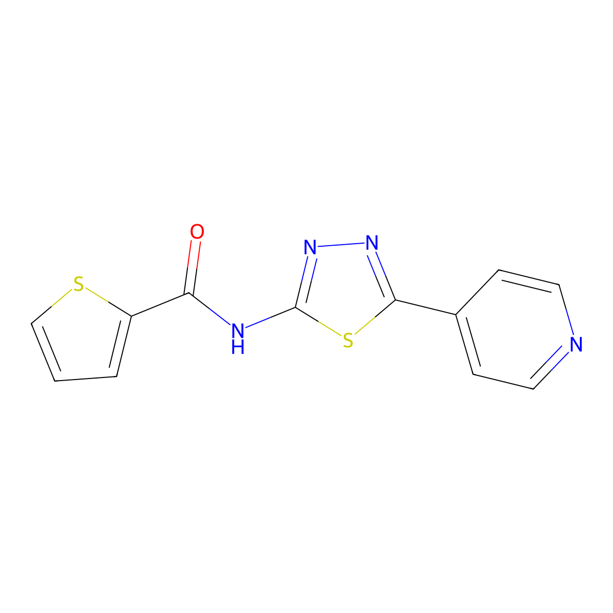 N-(5-pyridin-4-yl-1,3,4-thiadiazol-2-yl)thiophene-2-carboxamide molecular structure, CAS 353466-42-9