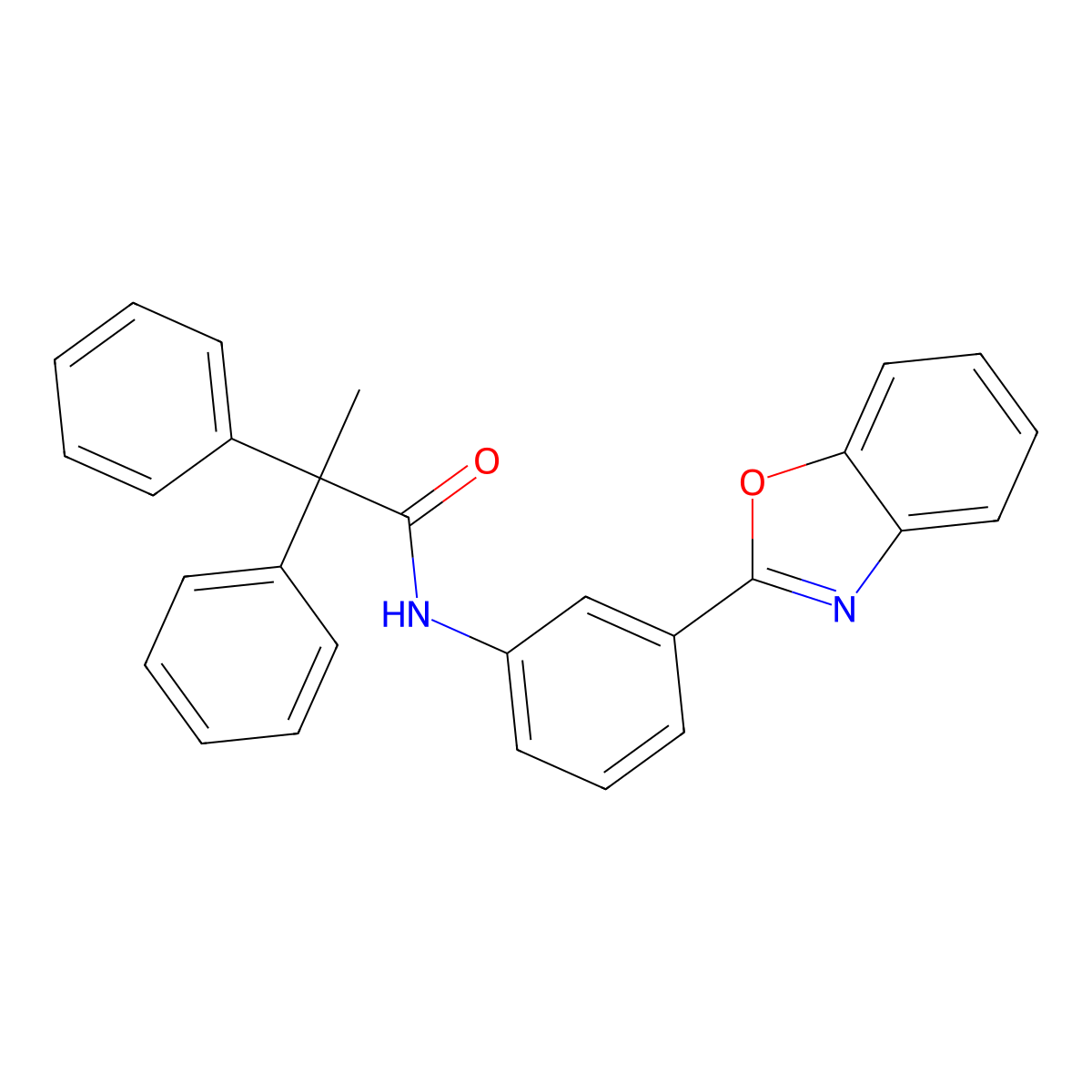 N-[3-(1,3-benzoxazol-2-yl)phenyl]-2,2-diphenylpropanamide molecular structure, CAS 353466-50-9