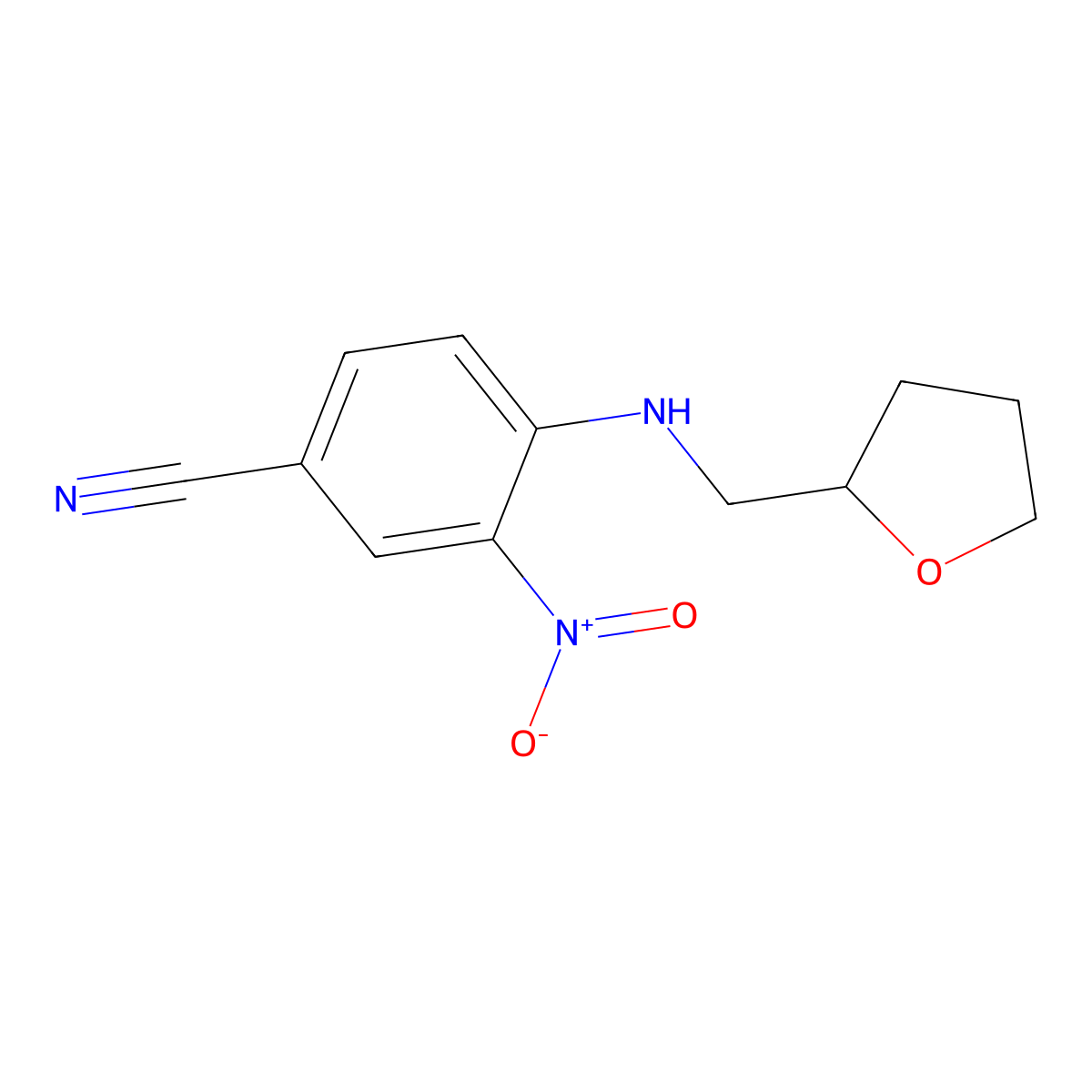 3-Nitro-4-(oxolan-2-ylmethylamino)benzonitrile molecular structure, CAS 353466-76-9