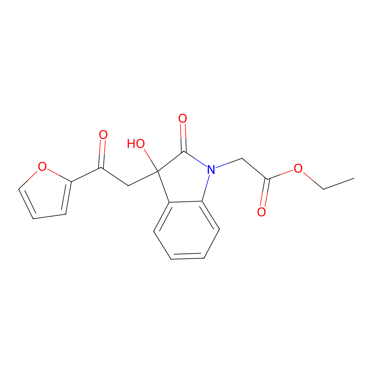 ethyl {3-[2-(furan-2-yl)-2-oxoethyl]-3-hydroxy-2-oxo-2,3-dihydro-1H-indol-1-yl}acetate molecular structure, CAS 353466-96-3