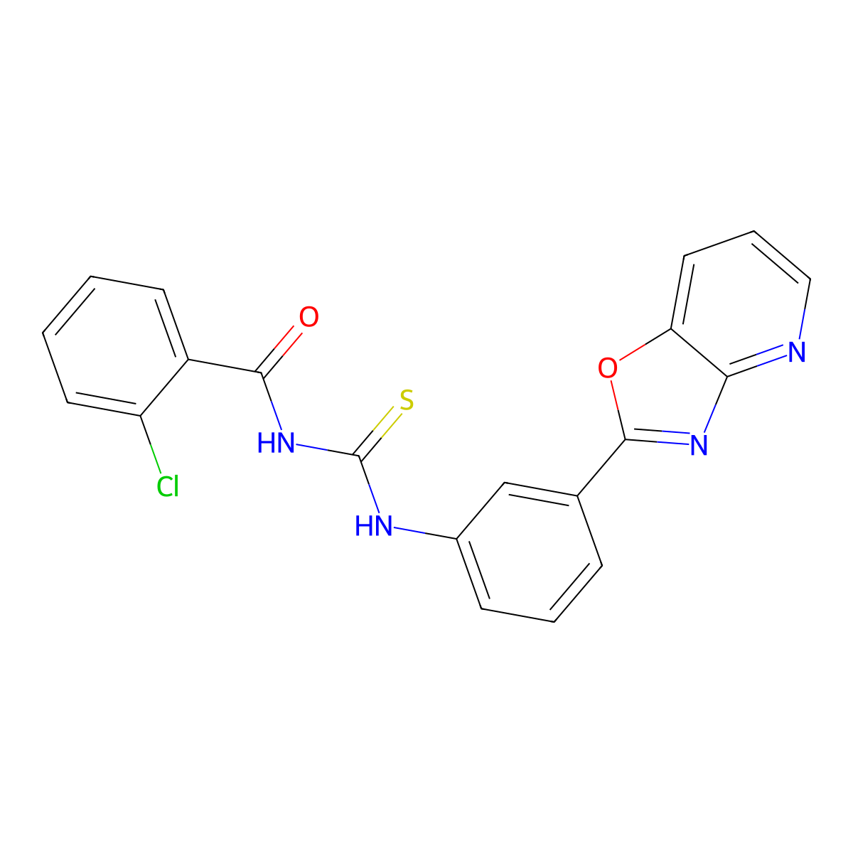 2-chloro-N-[[3-([1,3]oxazolo[4,5-b]pyridin-2-yl)phenyl]carbamothioyl]benzamide molecular structure, CAS 353466-99-6