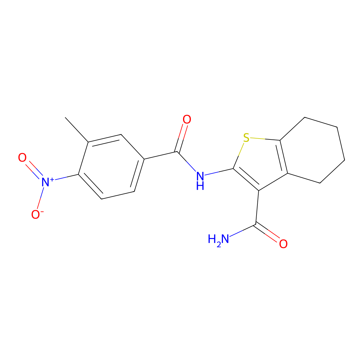 2-[(3-Methyl-4-nitrobenzoyl)amino]-4,5,6,7-tetrahydro-1-benzothiophene-3-carboxamide molecular structure, CAS 353467-00-2