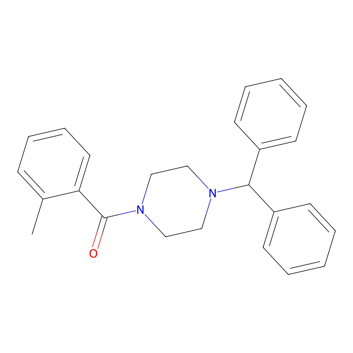 1-Benzhydryl-4-(2-methylbenzoyl)piperazine molecular structure, CAS 353467-15-9
