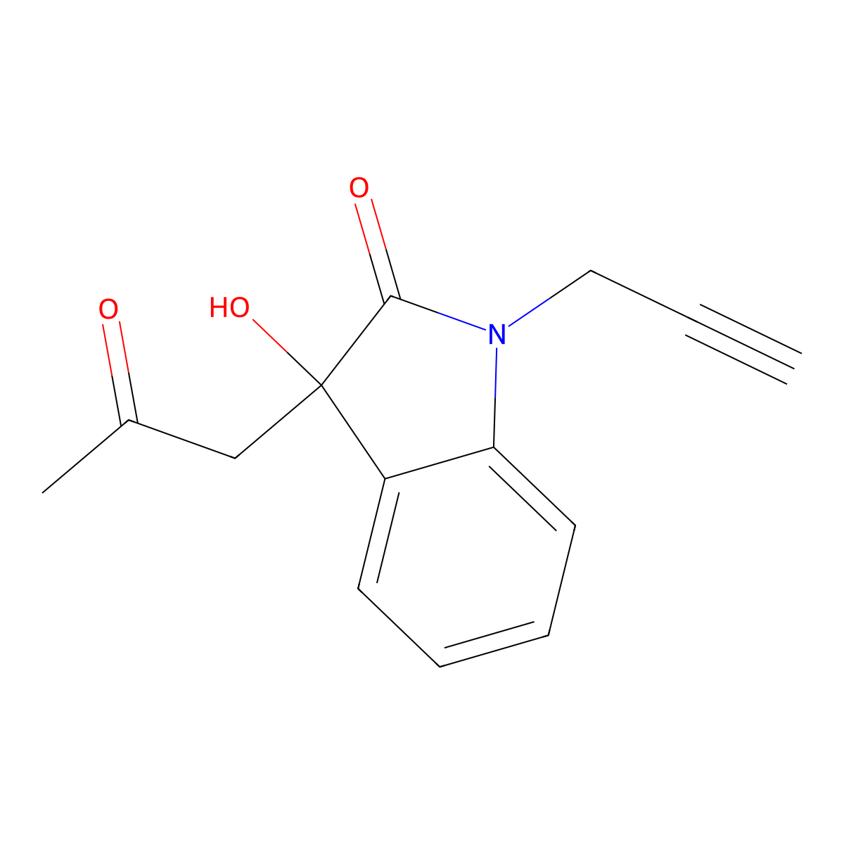 3-Hydroxy-3-(2-oxopropyl)-1-prop-2-ynylindol-2-one molecular structure, CAS 353467-17-1