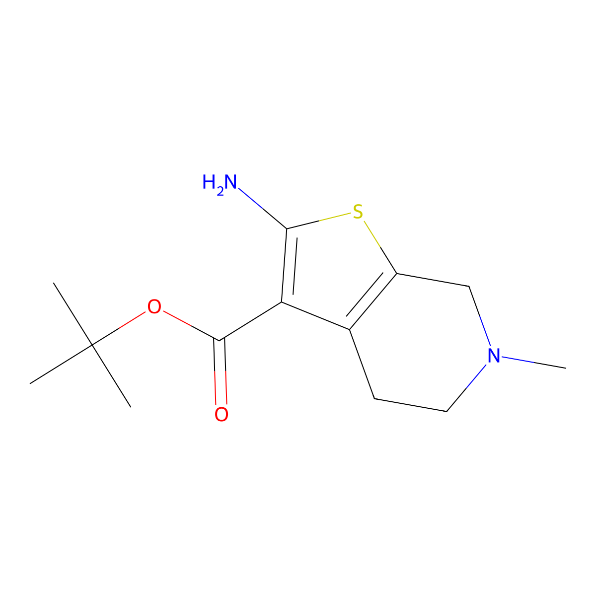 tert-butyl 2-amino-6-methyl-4H,5H,6H,7H-thieno(2,3-c)pyridine-3-carboxylate molecular structure, CAS 353467-24-0