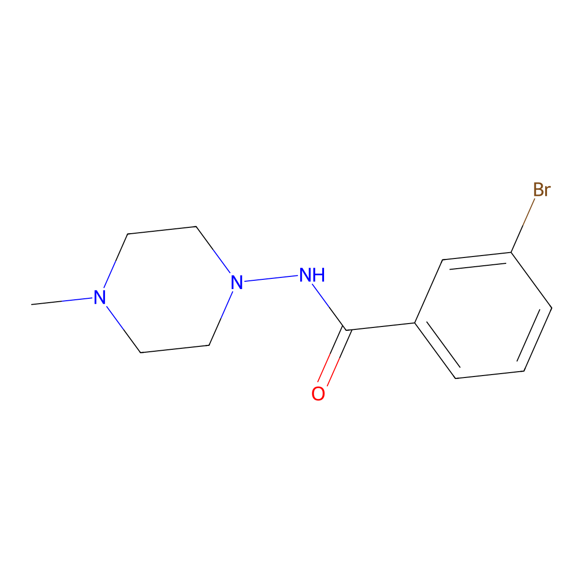 3-bromo-N-(4-methyl-1-piperazinyl)benzamide molecular structure, CAS 353467-38-6