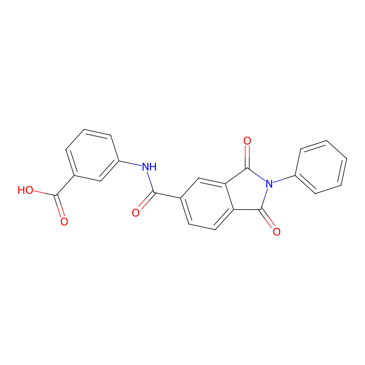 3-{[(1,3-dioxo-2-phenyl-2,3-dihydro-1H-isoindol-5-yl)carbonyl]amino}benzoic acid molecular structure, CAS 353467-40-0