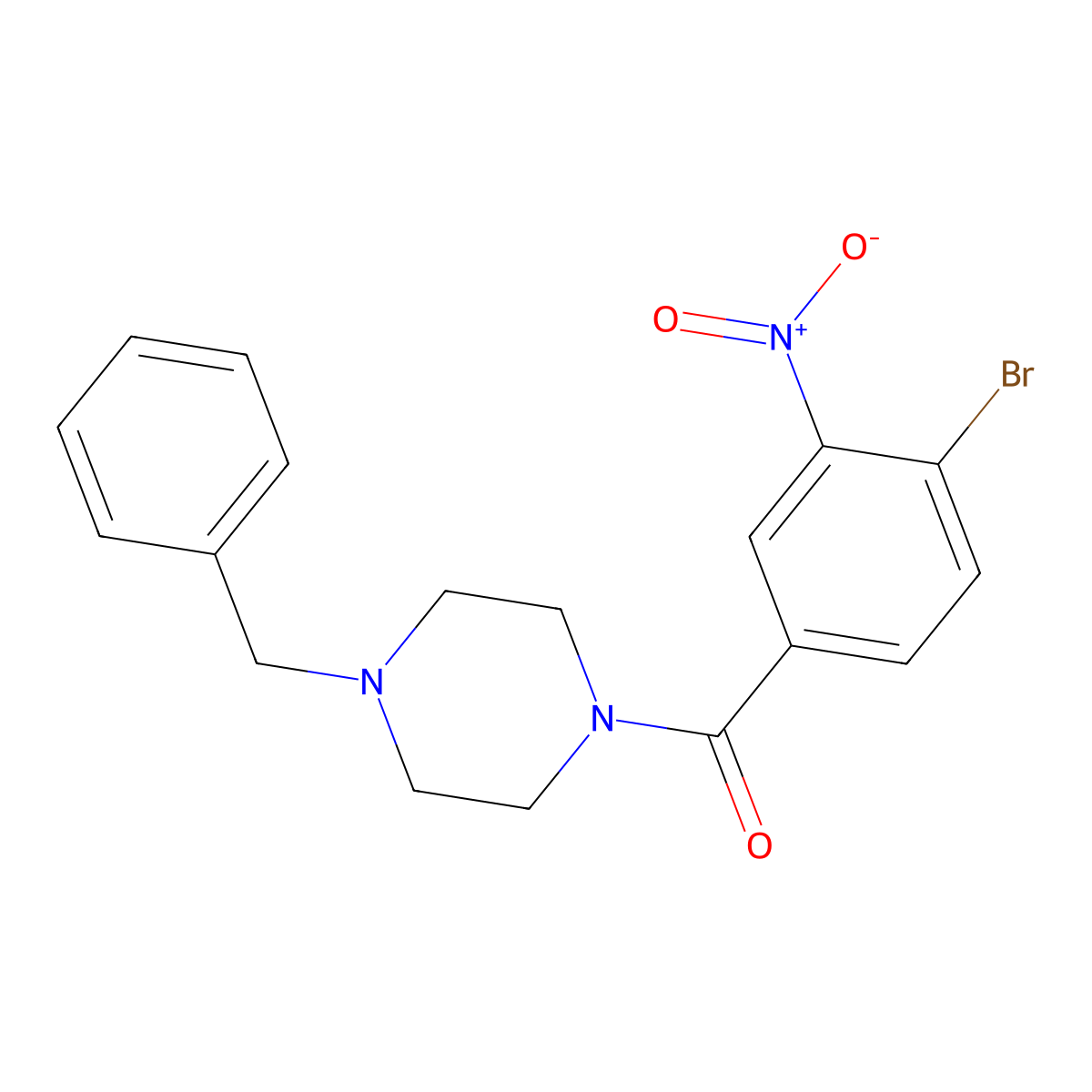 (4-Benzylpiperazin-1-yl)(4-bromo-3-nitrophenyl)methanone molecular structure, CAS 353467-41-1
