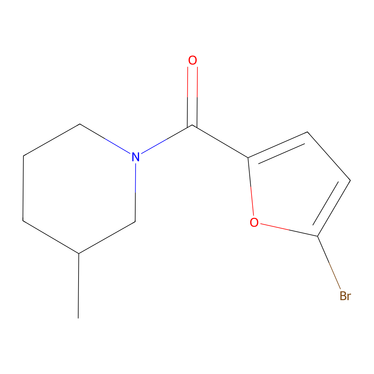 1-(5-Bromo-2-furoyl)-3-methylpiperidine molecular structure, CAS 353467-42-2