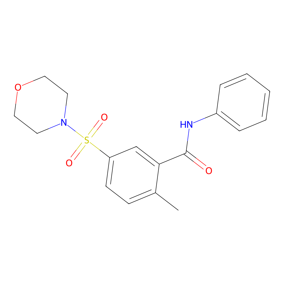 2-methyl-5-morpholin-4-ylsulfonyl-N-phenylbenzamide molecular structure, CAS 353467-68-2