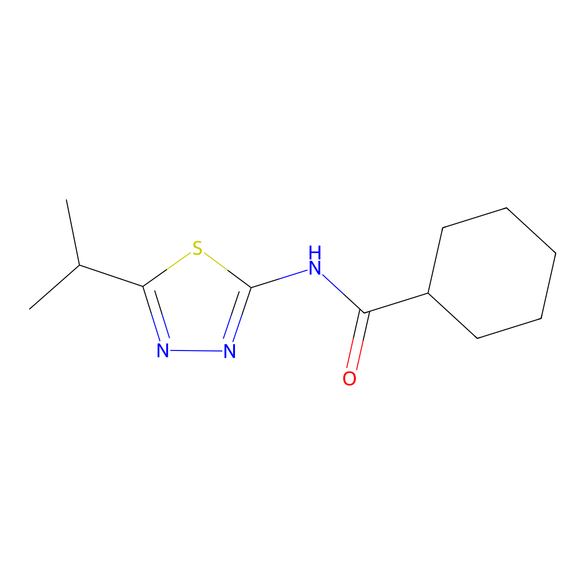 N-(5-isopropyl-1,3,4-thiadiazol-2-yl)cyclohexanecarboxamide molecular structure, CAS 353467-82-0