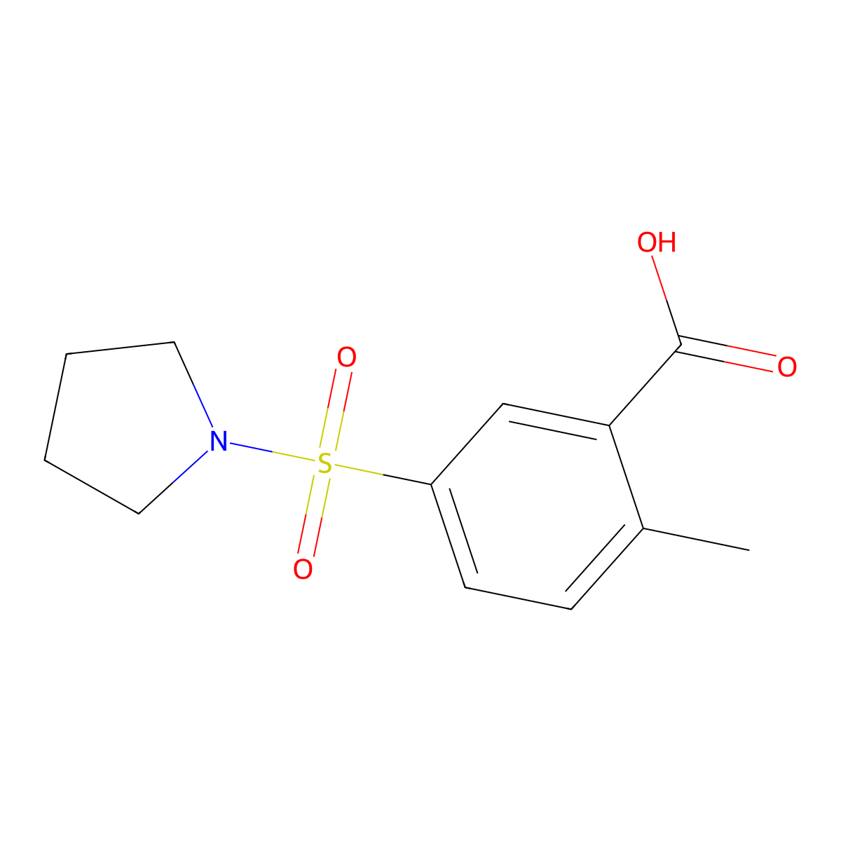 2-Methyl-5-(pyrrolidine-1-sulfonyl)-benzoic acid molecular structure, CAS 353467-90-0
